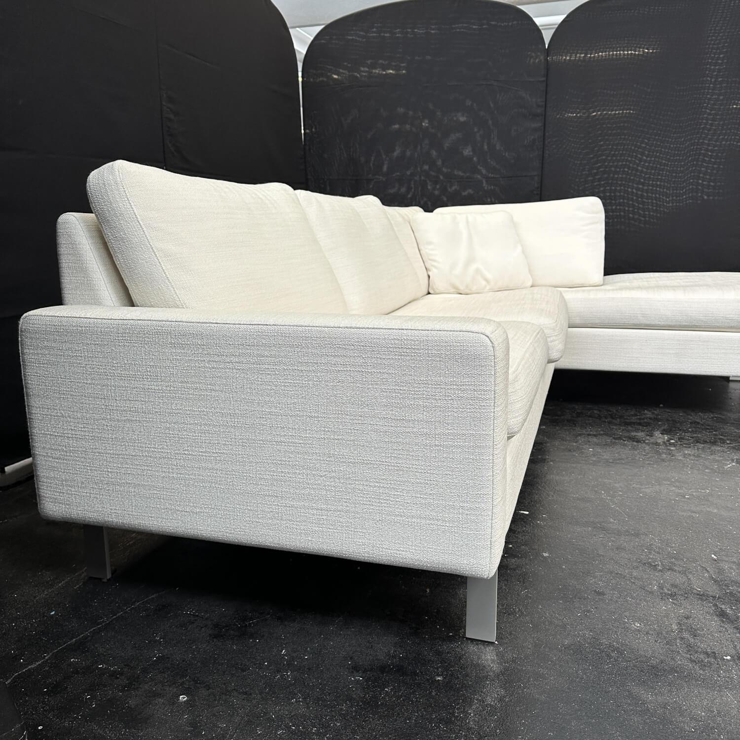 COR - Ecksofa Conseta Bodenfrei Stoff 7149 Weiß Schmalfüße F04 Feinstruktur Stahl Mit Filtgleiter - 12