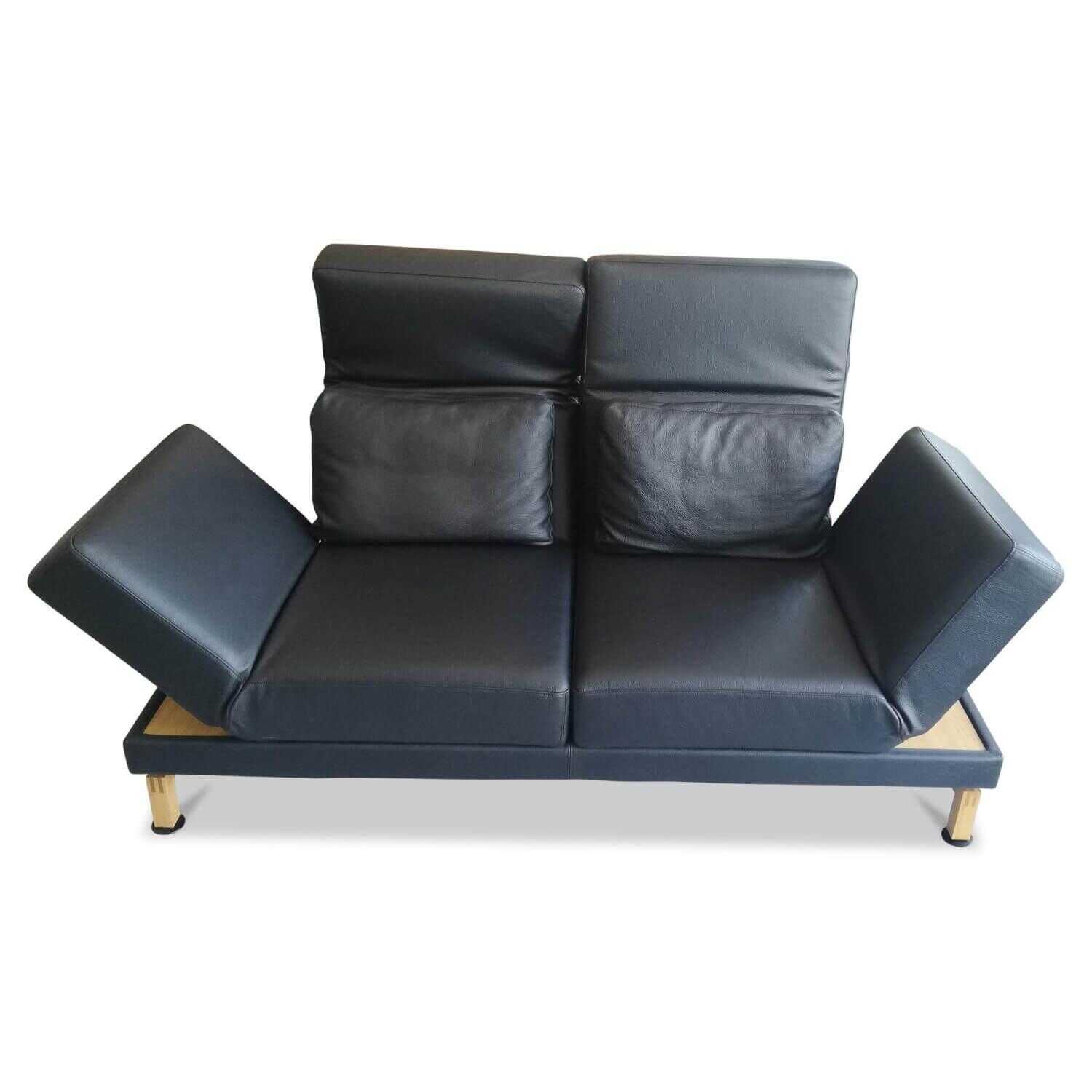 Brühl - Sofa Moule Small Leder Unit 542 Schwarz mit 2 Kissen - 1