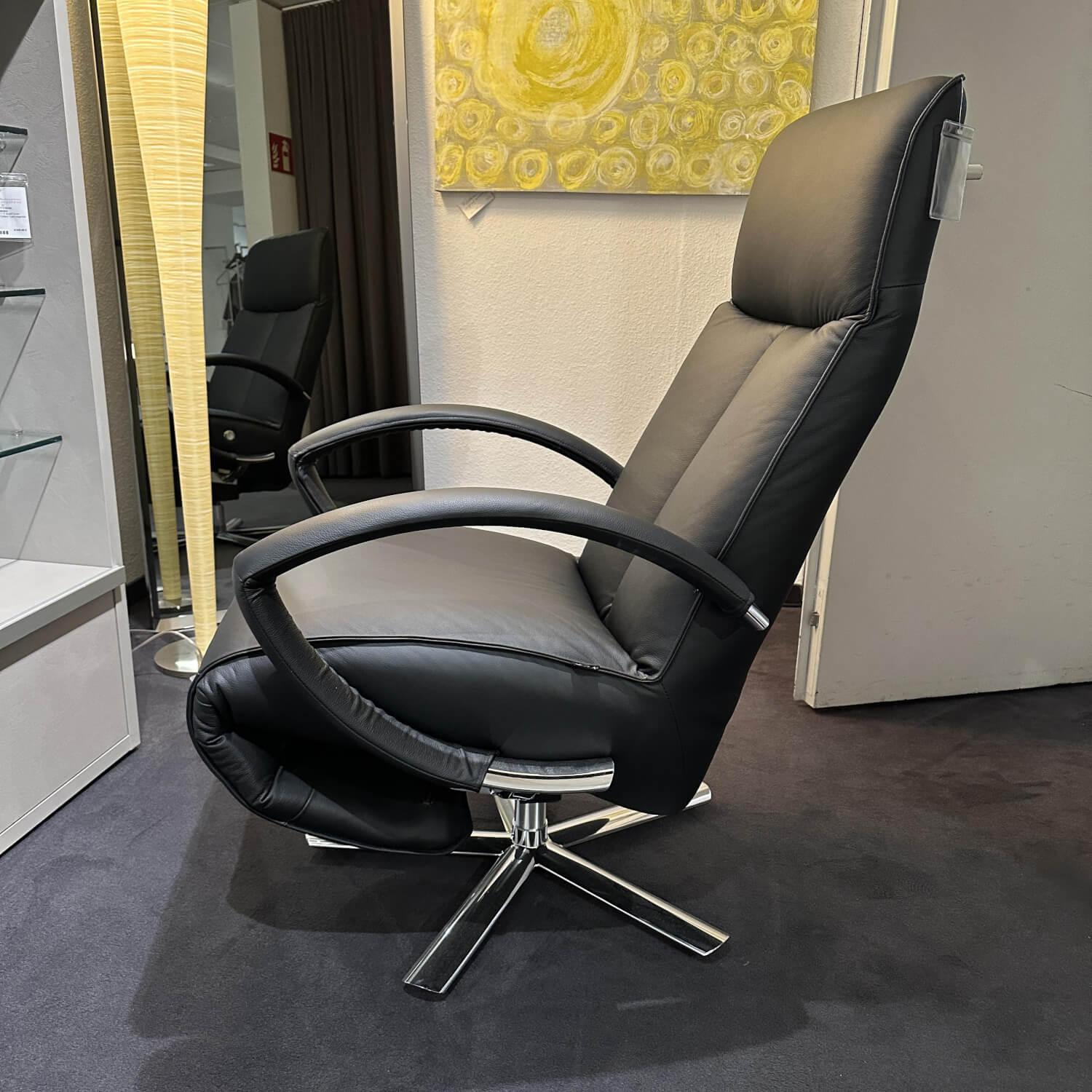 Strässle - Relaxsessel Achime Bezug Leder Oregno Schwarz 5-Sternfuß Aluminium Mechanisch Verstellbar - 9
