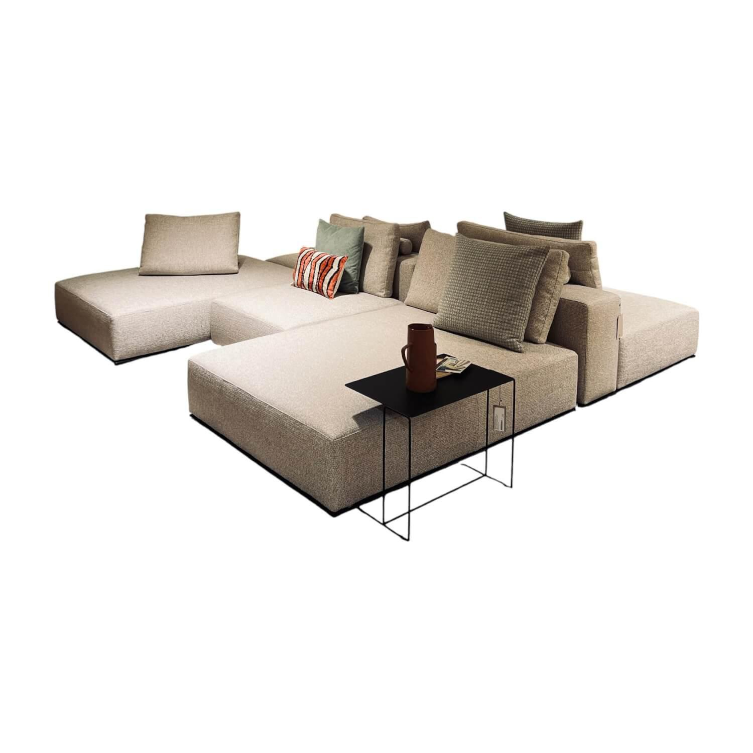 Poliform - Sofa Westside Stoff D Micene 09 Sabbia Beige Basis Nickel Matt Brown Braun Inklusive Kissen - 1
