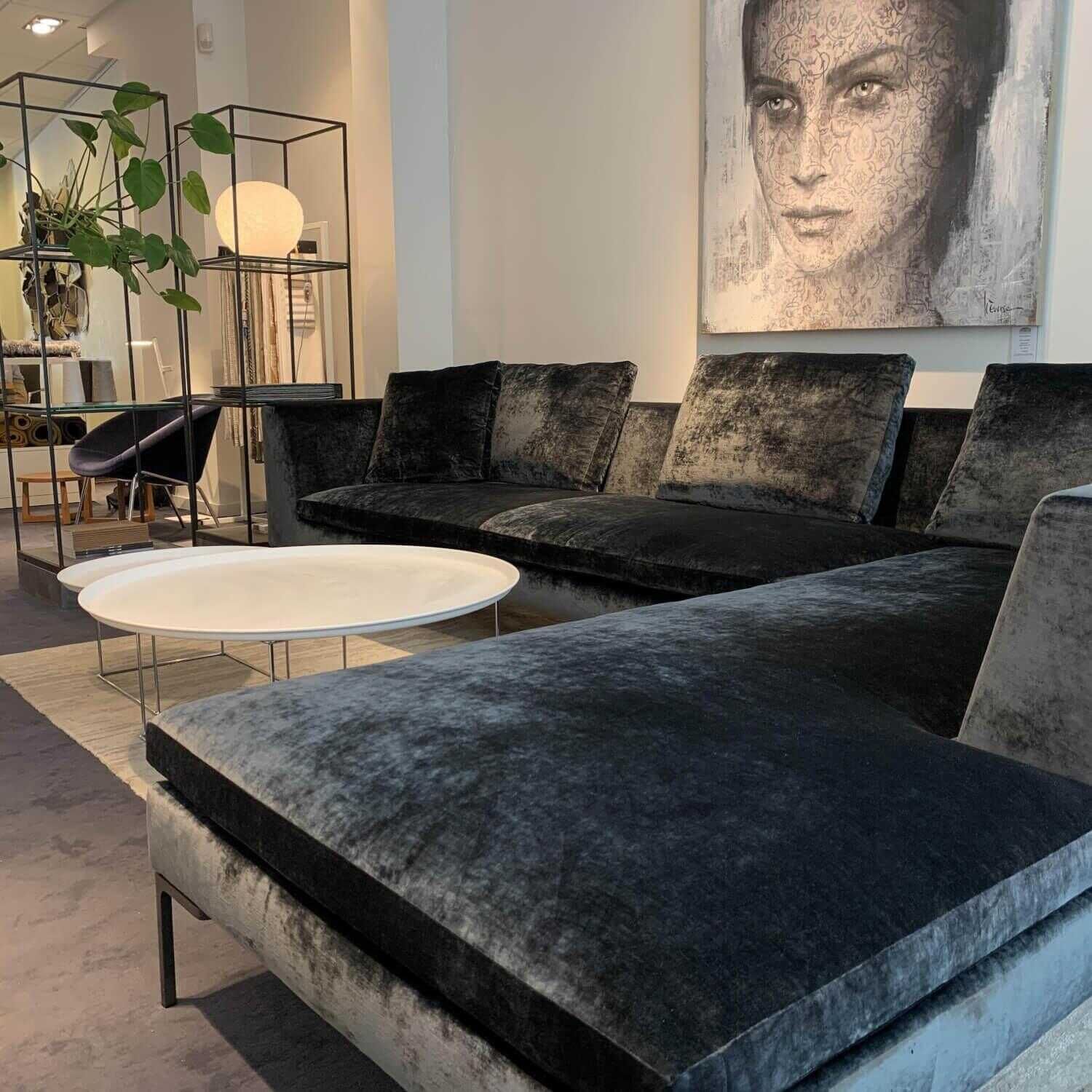 B&B Italia - Ecksofa Charles Stoff Samara Super Anthrazit Füße Edelstahl Anthrazit - 9