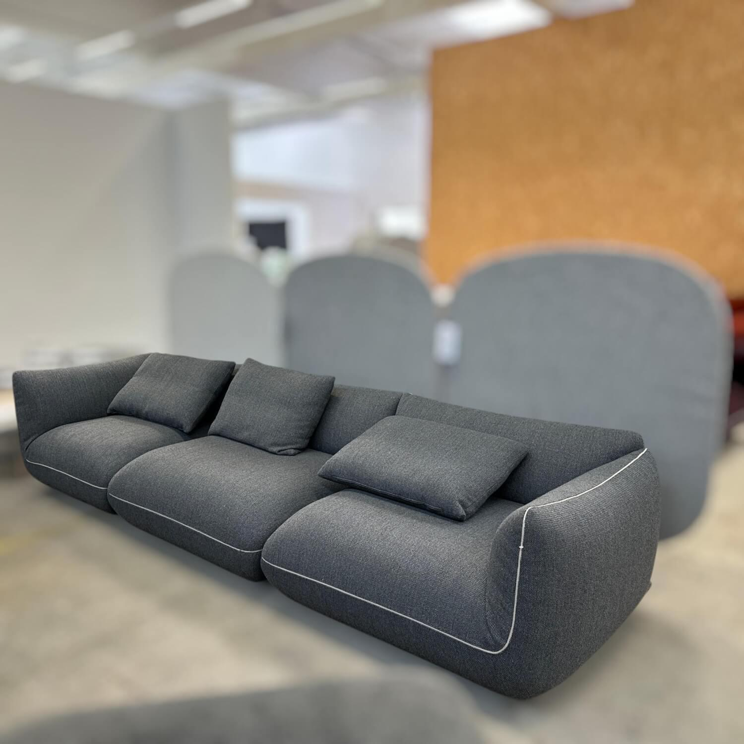 COR - Sofa Jalis Stoff 8182 Stahlgrau Mit Filzgleitern Inklusive 3 Rückenkissen - 4
