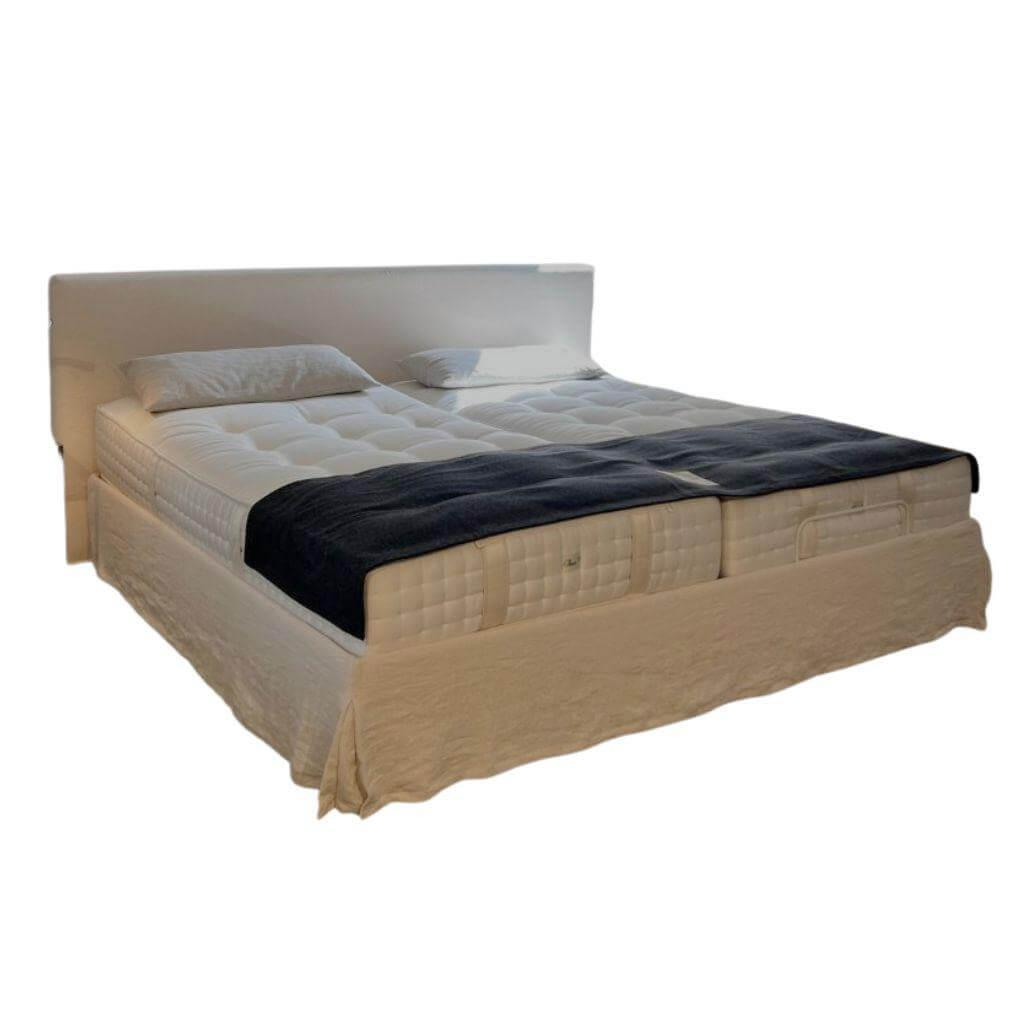 Schramm - Boxspringbett Gala Kopfteil Change Stoff Malve Nature Beige Füße Buche Schwarz Lackiert - 1