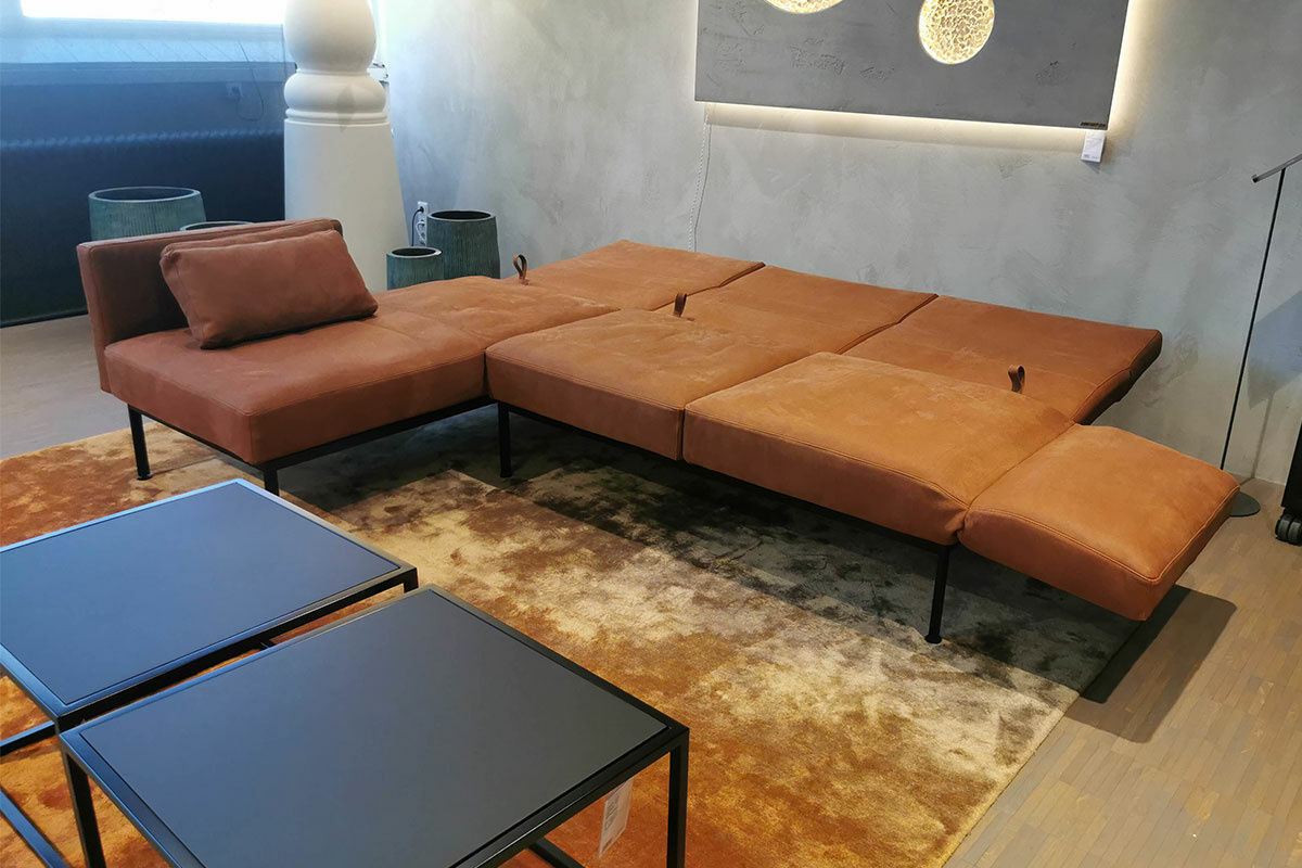 Brühl - Multifunktionssofa Roro Soft Leder 5668-45 Taron Cognac Braun Gestell Metall Schwarz - 7
