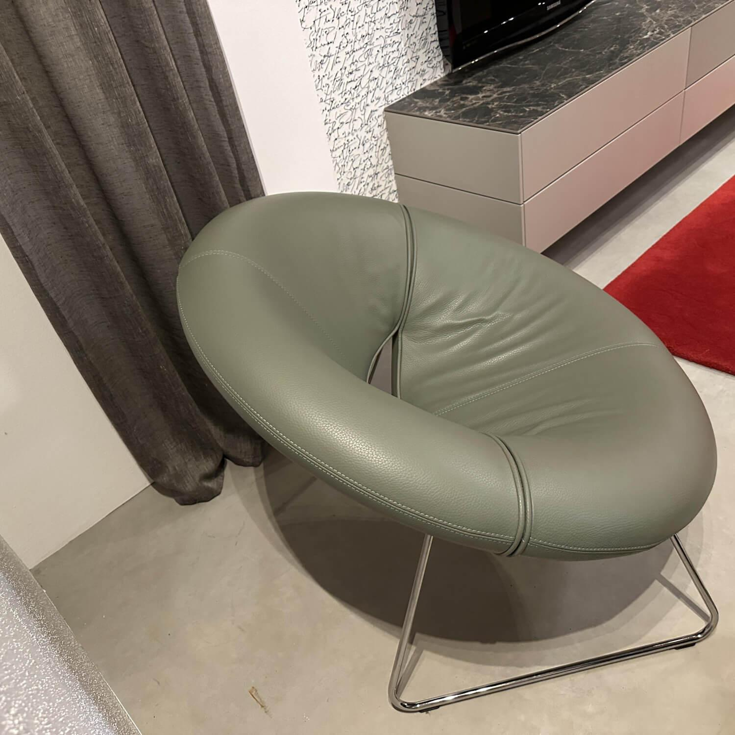Leolux - Sessel Mimas Leder 51869 Senso 6110 Olivine Grün Gestell Metall Verchromt - 2