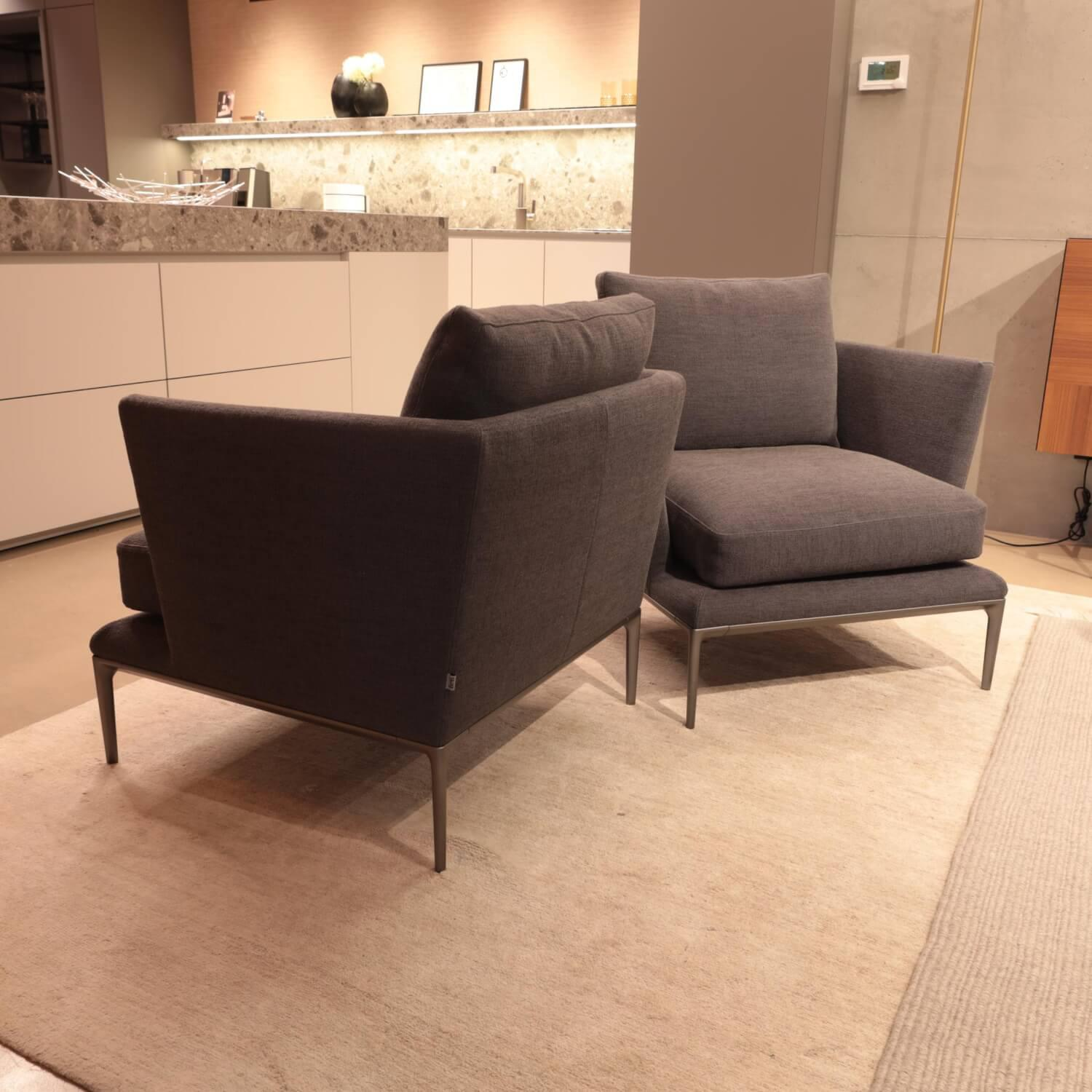 B&B Italia - 2er Set Sessel Atoll AT84 Stoff Sara Anthrazit 2625153 Gestell Hartzinn Lackiert 0259V - 5