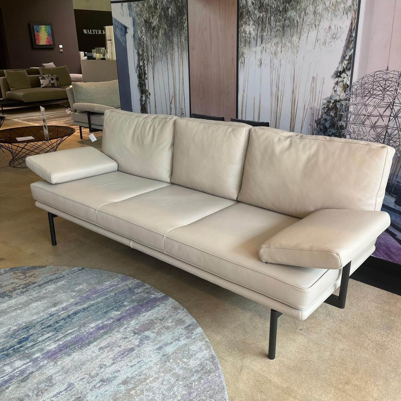 Walter Knoll - Sofa Living Platform 400 30 FLFR Leder Lima Stone Grey Grau Beige Gestell Stahl Schwarz Matt Pulverbeschichtet - 5