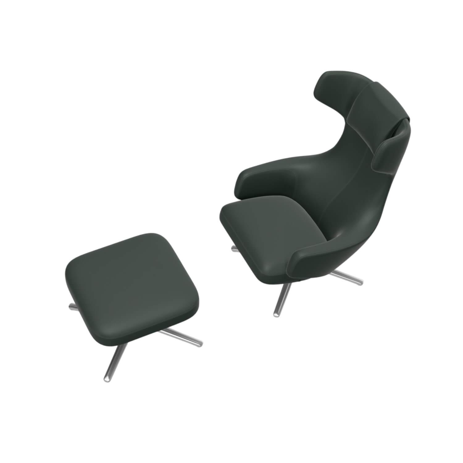 Vitra - Sessel Grand Repos Leder Premium F Jade Grün mit Ottoman - 4
