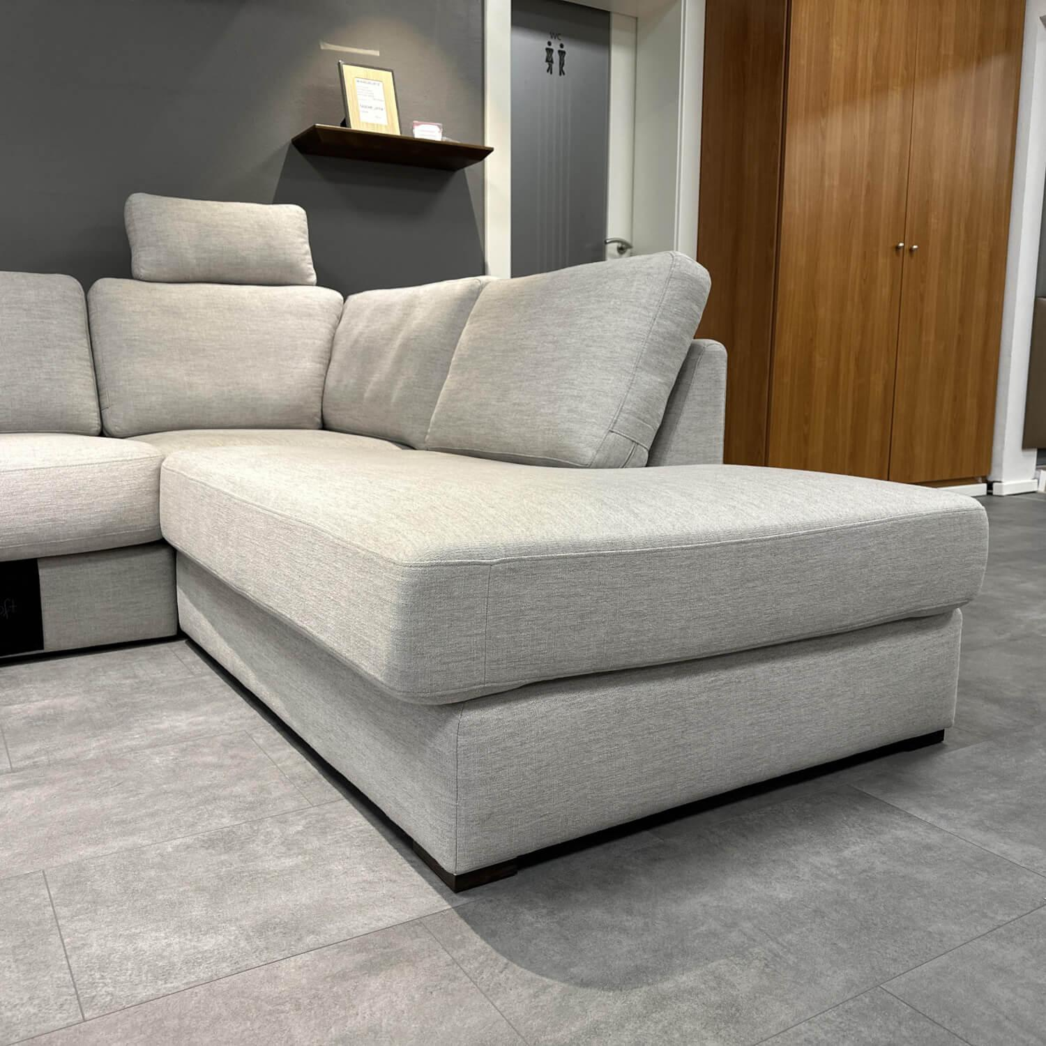 Gehlenborg Sitzmöbel - Ecksofa Living Lounge Romo Stoff Ruskin Platinum Grau Füße Buche Wenge Inklusive Hocker - 8