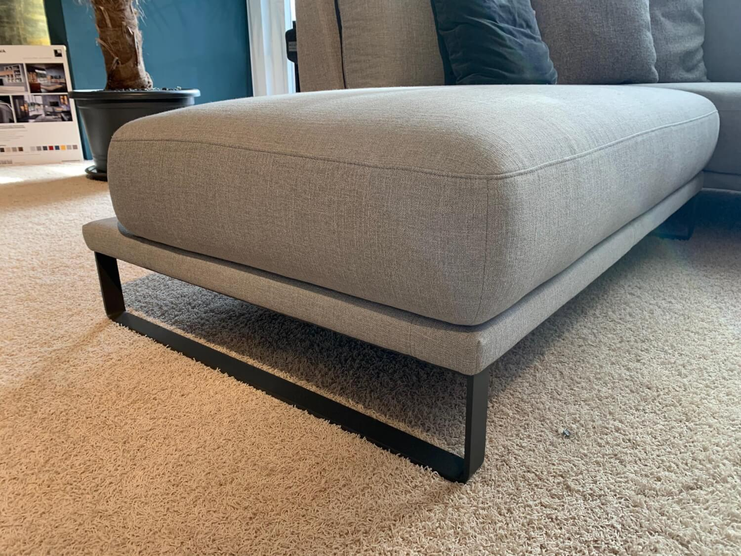 Rolf Benz - Corner sofa Cara 2020 fabric 14.162 stone gray shelf oak veneered runner steel umbra gray - 9