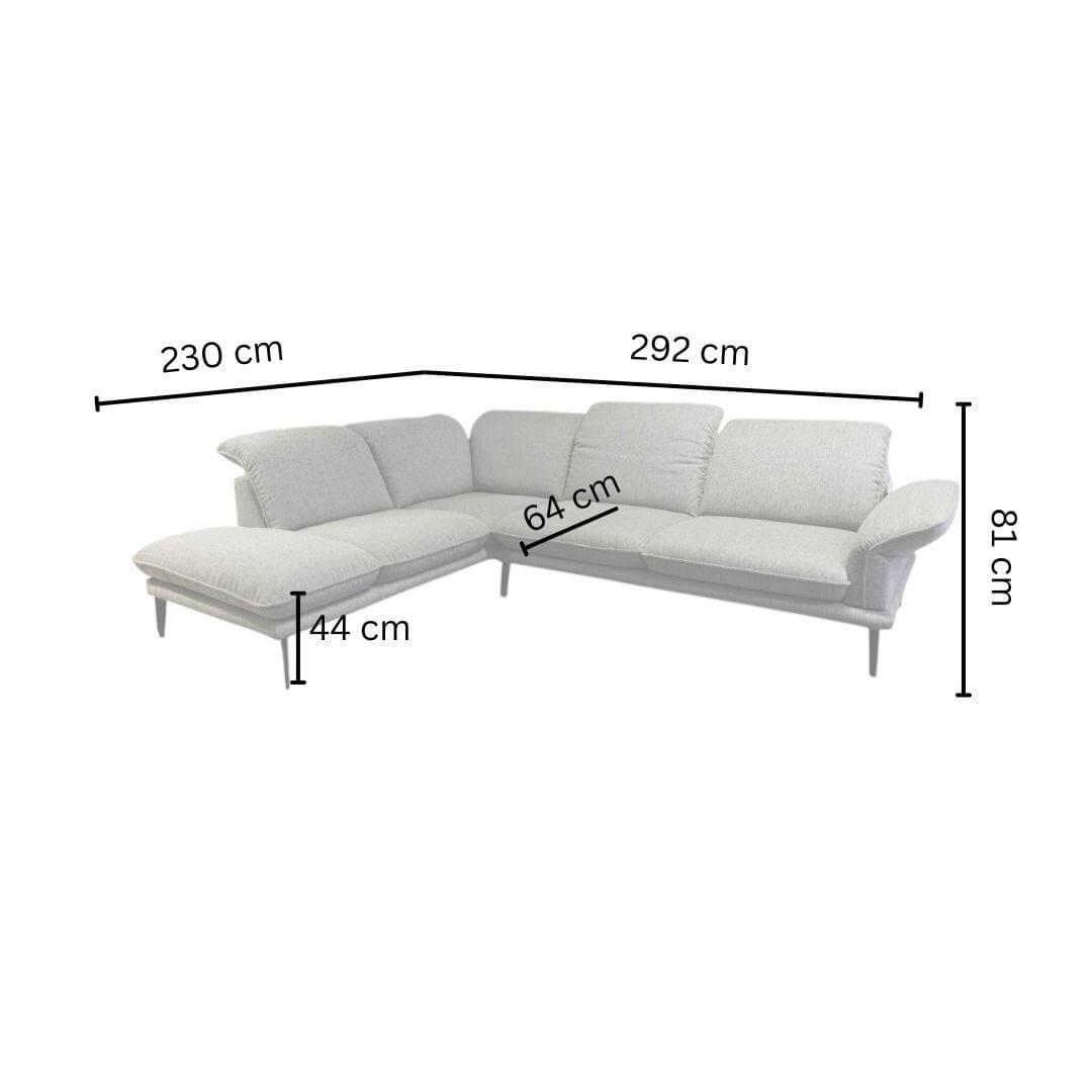 W. Schillig - Ecksofa Sherry Stoff W60 21 Silver Grau Fuß Metall FP6 M95 Anthrazit Mit Kopfstützenverstellung - 2