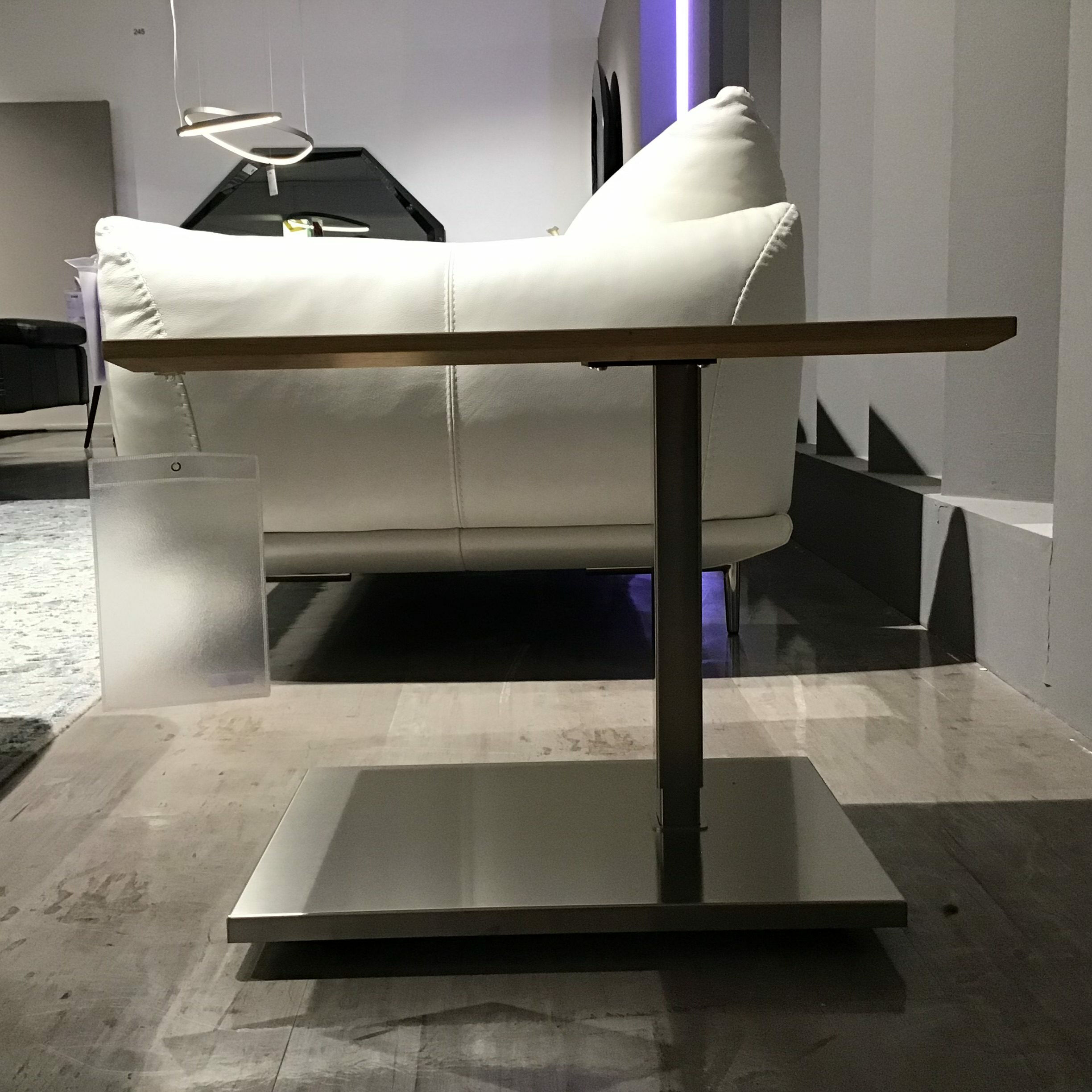 Ronald Schmitt Design - Couchtisch Duett Platte Wildeiche Massiv Bianco Gewachst Und Geölt Sockel Edelstahl - 3