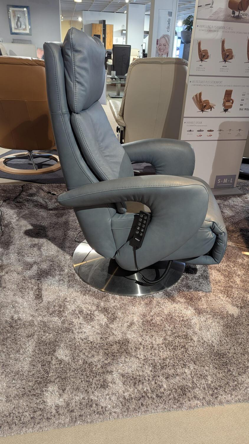Hukla - Sessel Dreamline 02 Leder Vivre Steel Grau Metall Drehteller V6 Mit Turn Und Move Funktion - 2