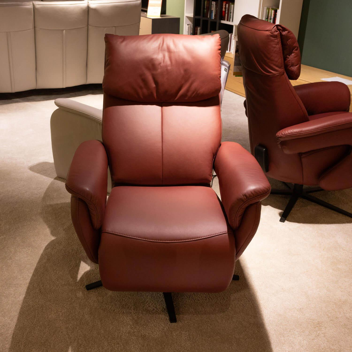 Comfortmaster - Sessel Easyswing 7304 Leder 24 Longlife Cabern Rot Sternfuß Anthrazit Pulverbeschichtet - 2