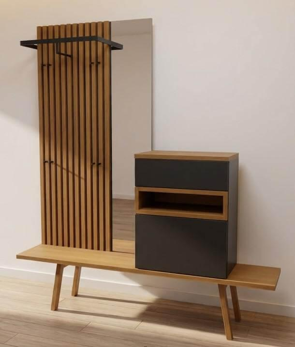 Sudbrock - Garderobe Fox Cosmos Schwarz Melamin Eiche Canyon - 2