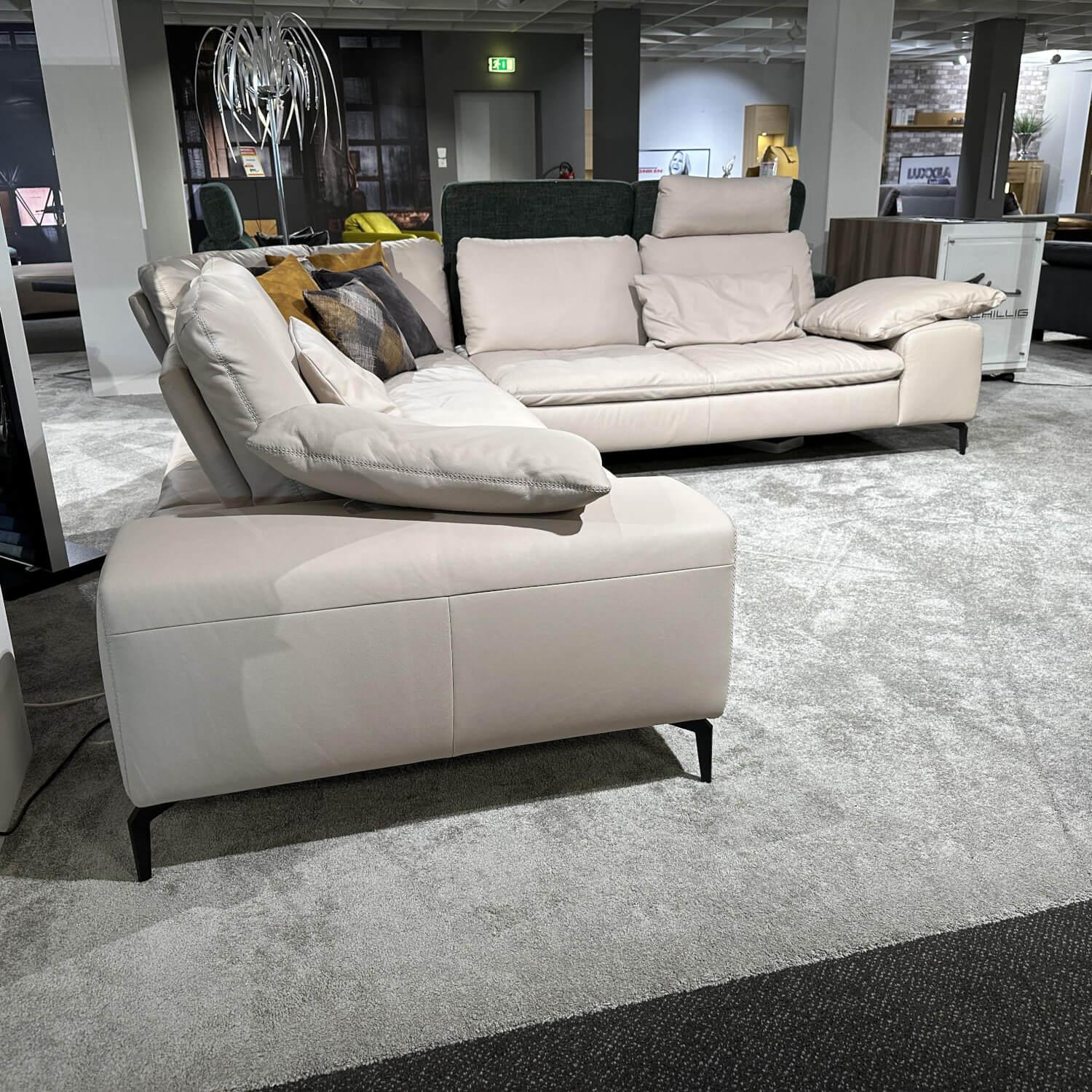 W. Schillig - Ecksofa 16540 Valentinoo Leder Z5920 Farbe Eisgrau Metallfuß FC3 Schwarz - 8