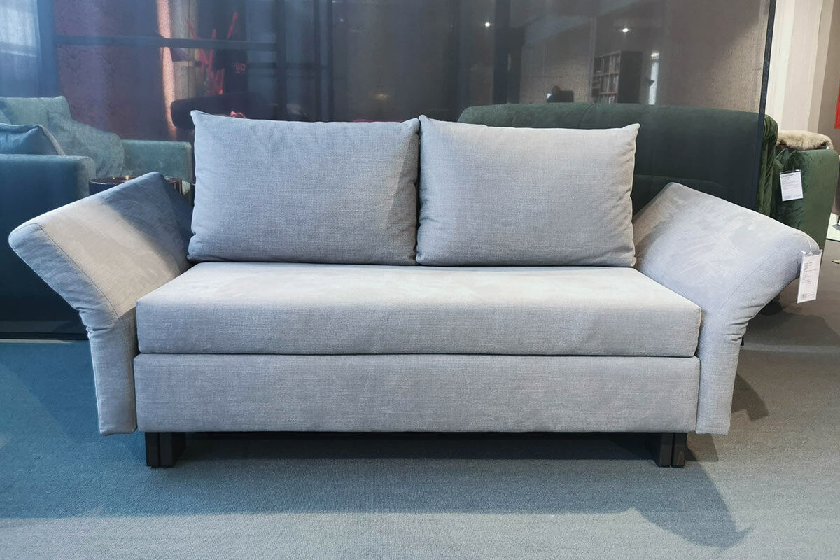 Franz Fertig - Schlafsofa Vela Stoff Cape 167 Zink Grau Füße Buche - 5