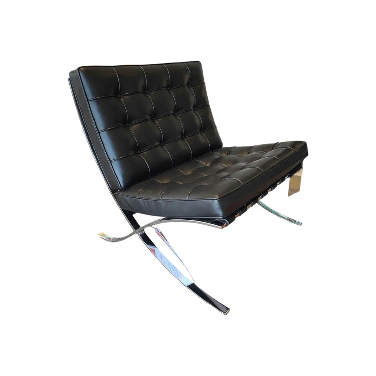 Knoll International - Sessel Barcelona Leder Venezia Schwarz Gestell Chrom Glänzend - 1