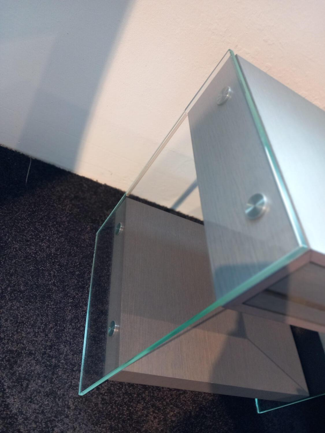 Swissflex - Nachttisch SF Eiche Anthrazit Glas Mit Schubkasten und Ablageboard - 2