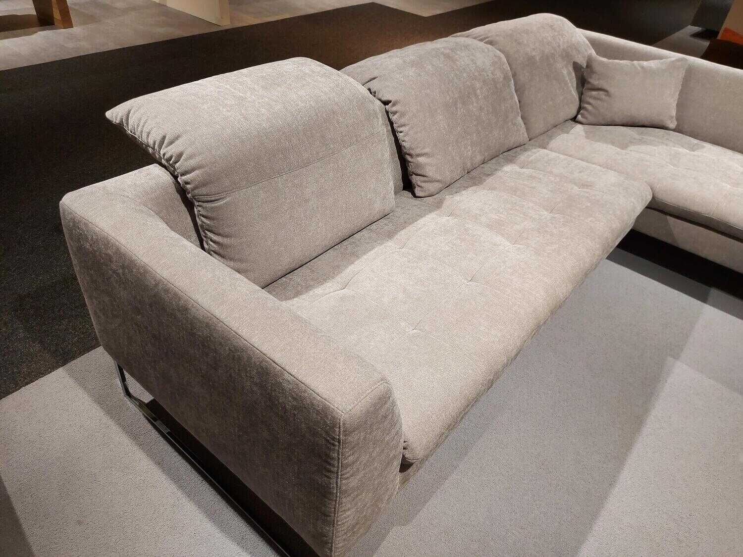 K+W - Ecksofa Sofa Jake Stoff Grau mit Kissen - 5