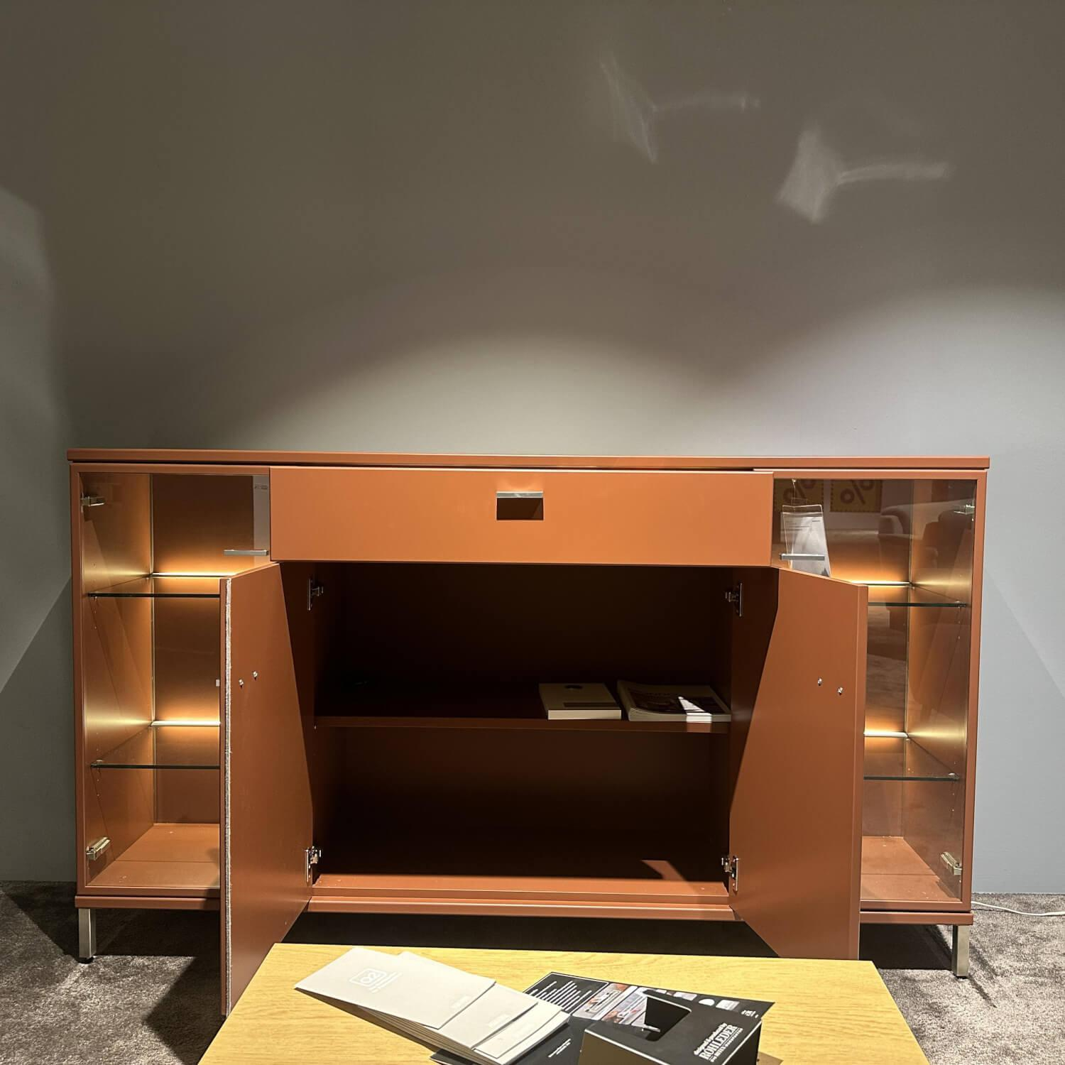 Mondo - Sideboard Alicante 20014 Lack Oxidrot Orange Griffe Chrom Matt Inklusive Beleuchtung - 5
