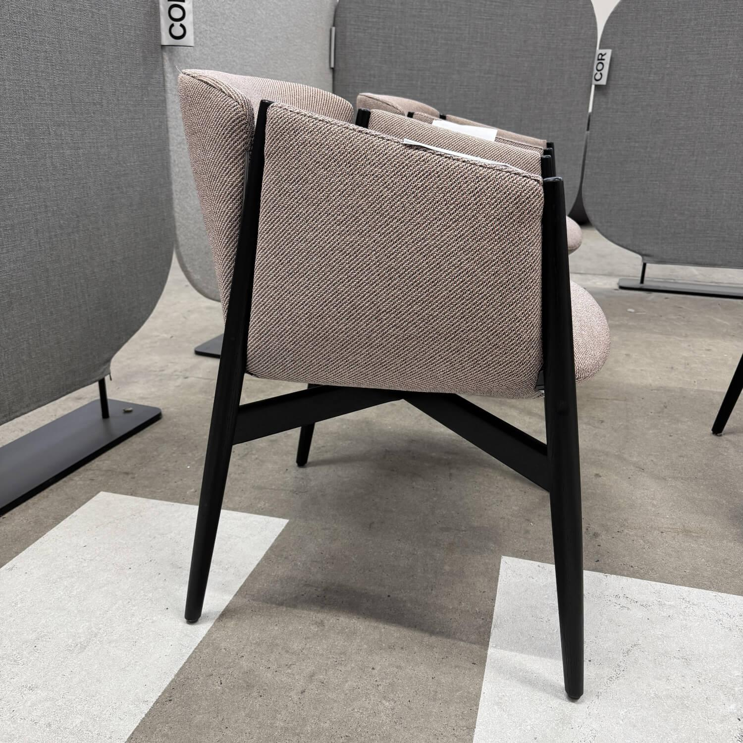 COR - 3er Set Stuhl Kagu 661 Stoff Rohi Onda Shrimp Grau Rosa Gestell Esche Massiv Dunkel Lackiert - 4