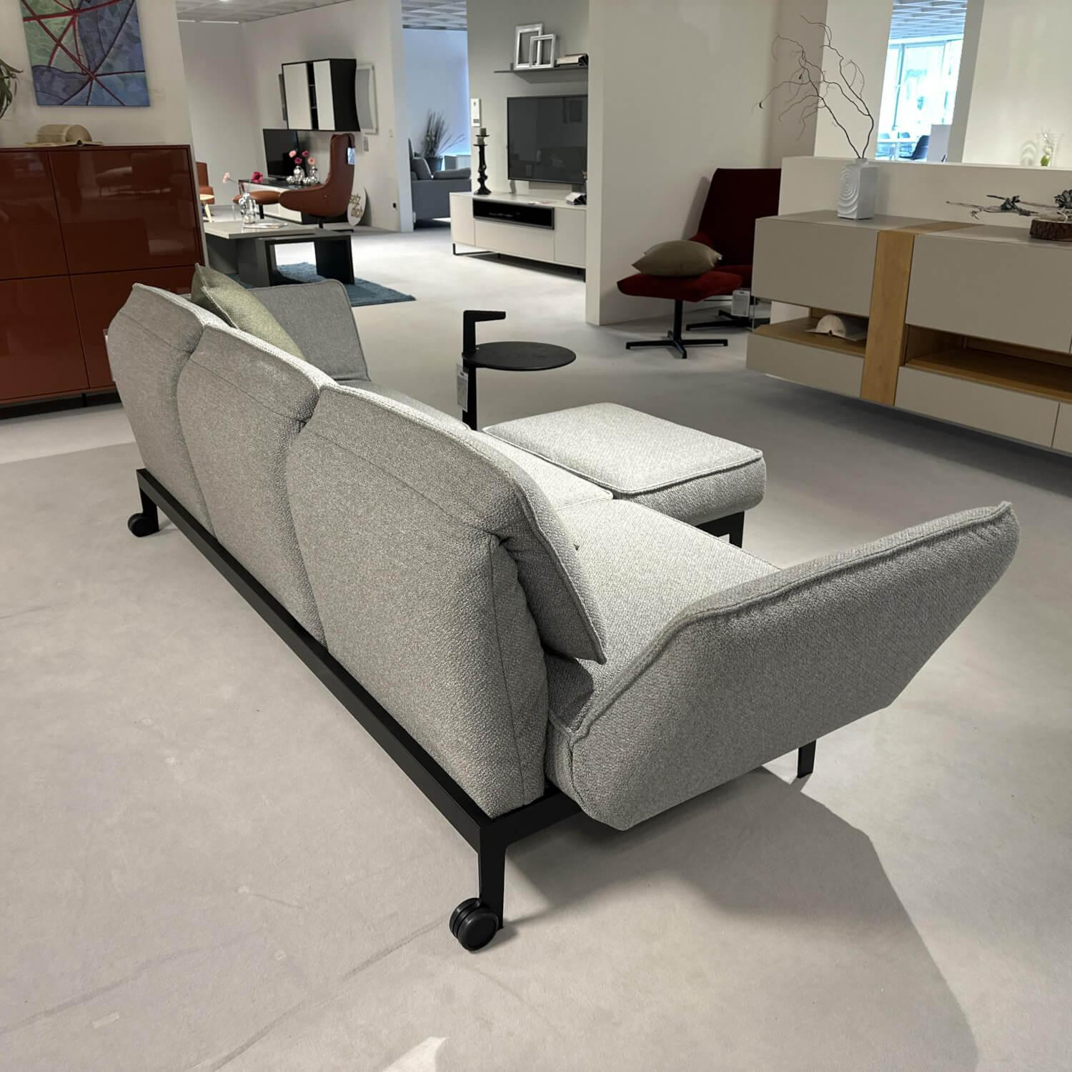 Rolf Benz - Sofa 386 Mera Stoff 24 551 Umbragrau Gestell Stahl Verkehrsschwarz Pulverbeschichtet Inklusive Kissen - 6