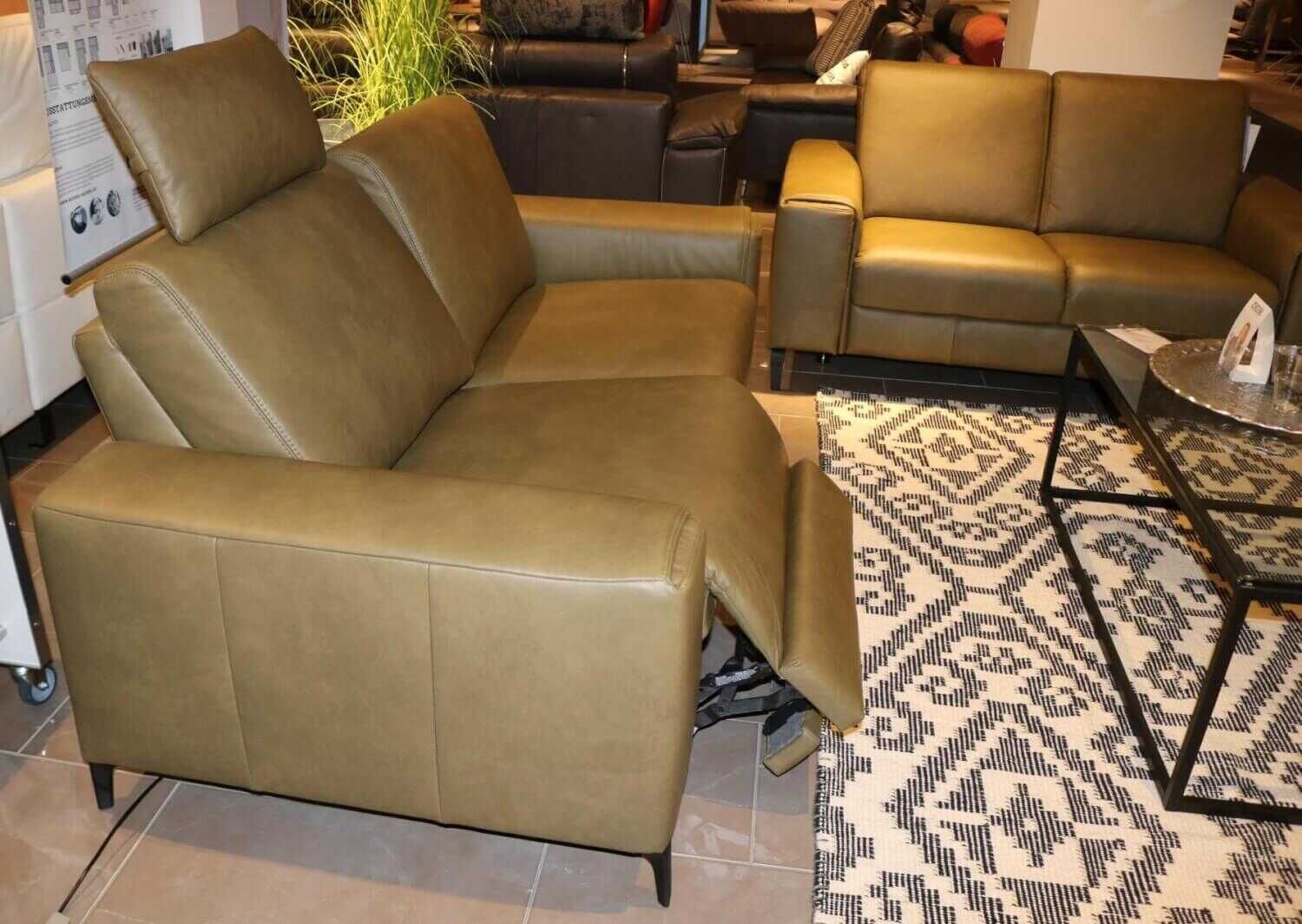 Mondo - Garnitur Marica Leder Longlife Zeder E Grün 2 Sofas - 5
