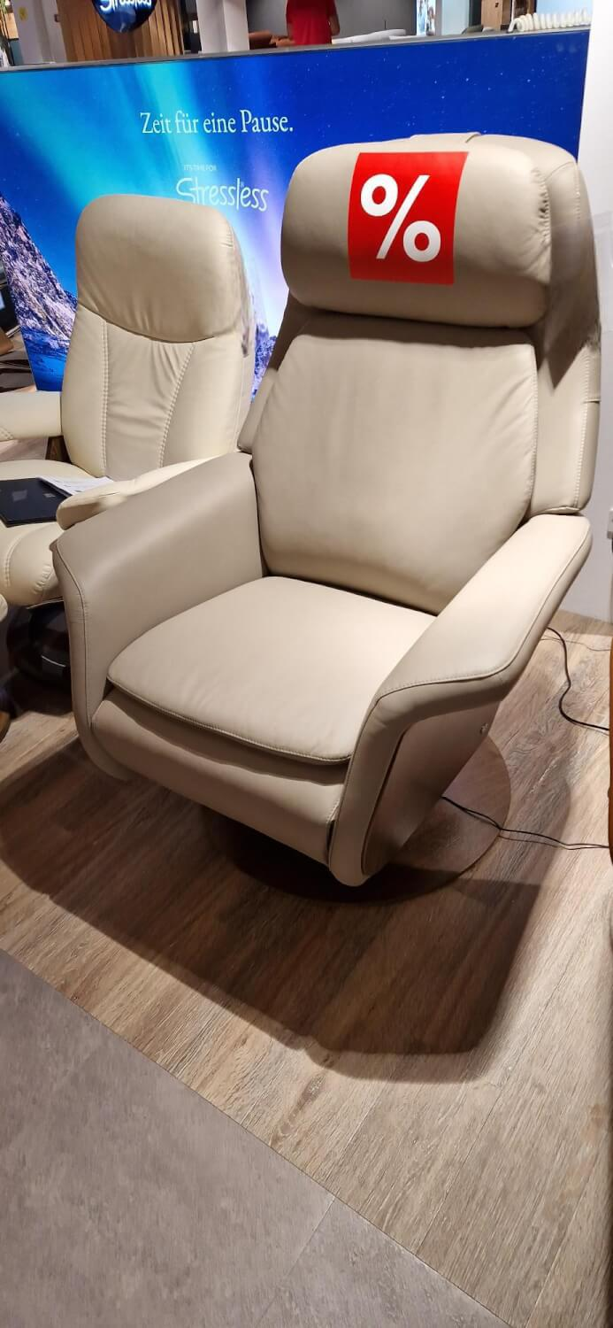 Stressless - Relaxsessel Sam Power Leder Paloma 094 45 Mushroom Grau Base Wood Disc 35 Walnut Mit Heizung Und Massagefunktion - 2