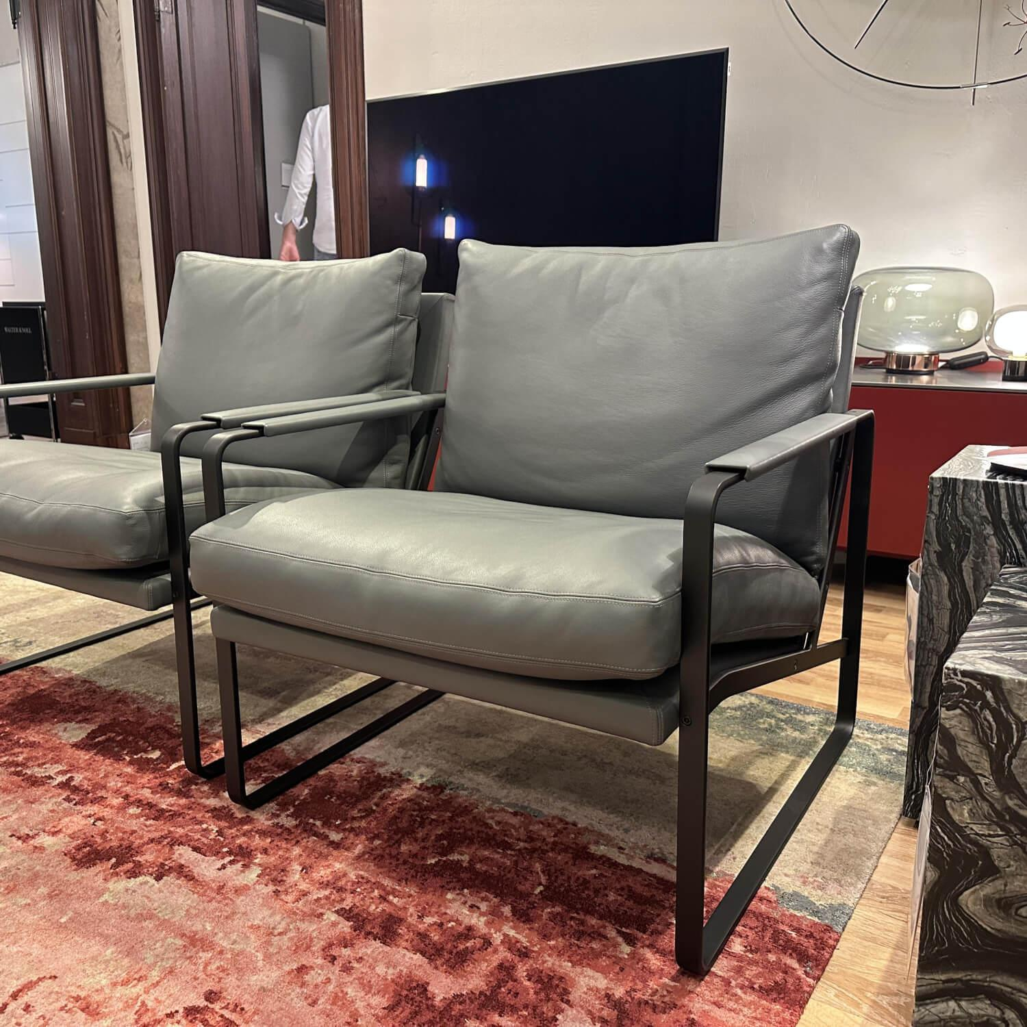 Walter Knoll - Sessel Fabricius Leder Congress Basalt Grau Gestell Metall Schwarz Pulverbeschichtet (2 Stück auf Lager) - 8