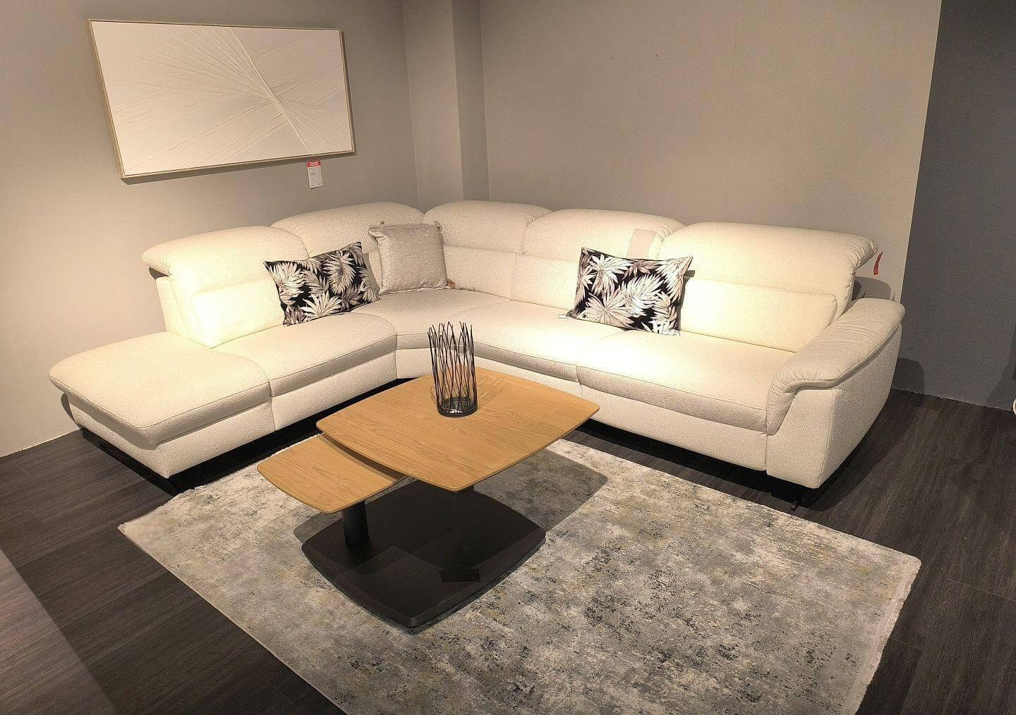 himolla - Ecksofa Spektra Stoff Q2 Loop Basic 20 Weiß Füße Schwarz - 5