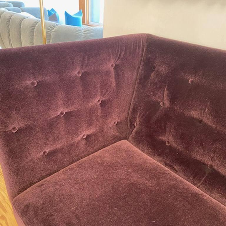 Bielefelder Werkstätten - Bank Polo Petit Stoff Samt Velour BW Emilia 1762-111 Lila Rot Untergestell Massivholz Schwarz - 6