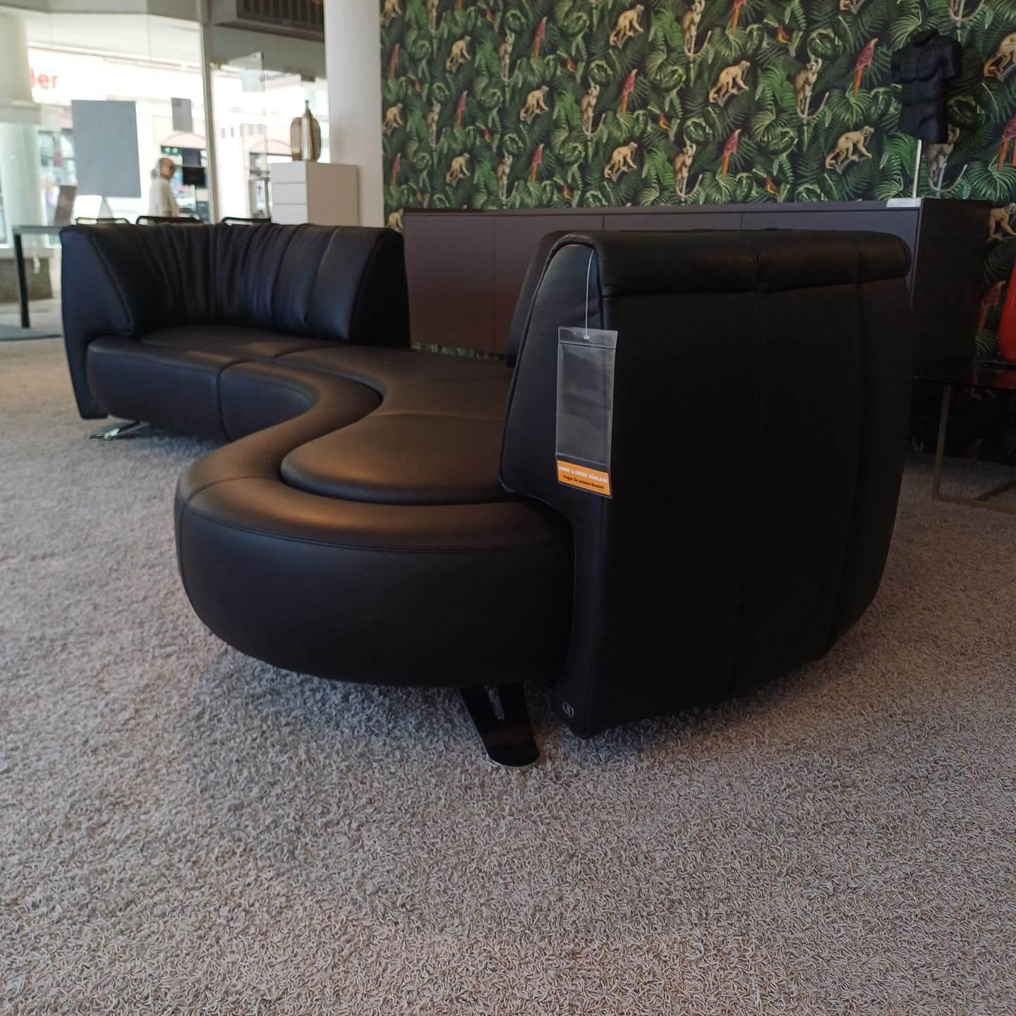 De Sede - Ecksofa DS 1064 River Leder Select 2411 Black Schwarz Füße Hochglanz Verchromt - 4