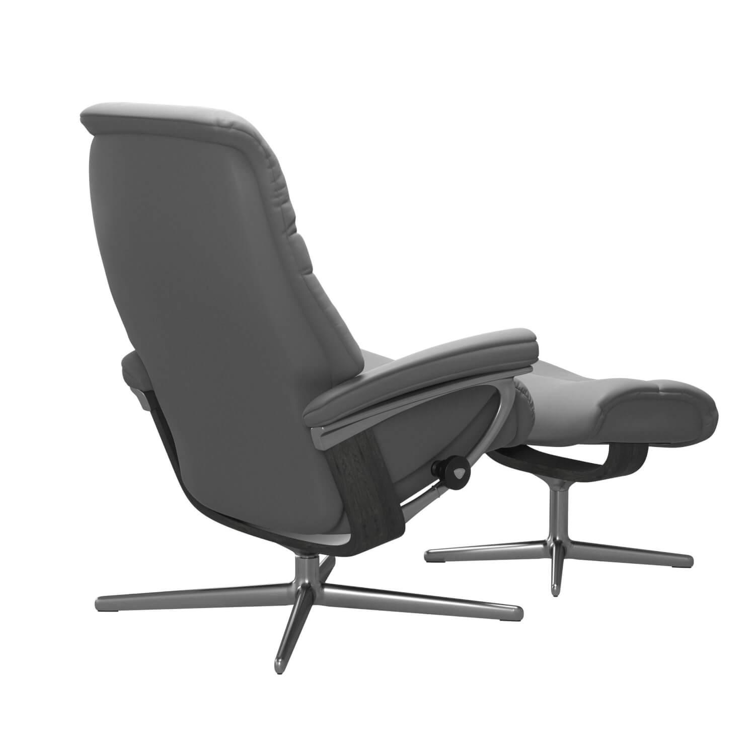 Stressless - Relaxsessel Sunrise L Leder Batick Wild Dove Grau Base Cross Holzakzente Grau Gebeizt Fuß Poliertes Metall - 4