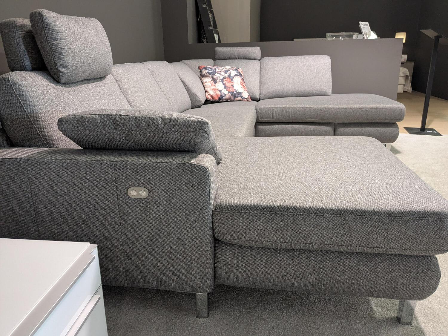 Musterring - Wohnlandschaft MR 365 Stoff Twice Grau mit 2 Kopfstützen - 5
