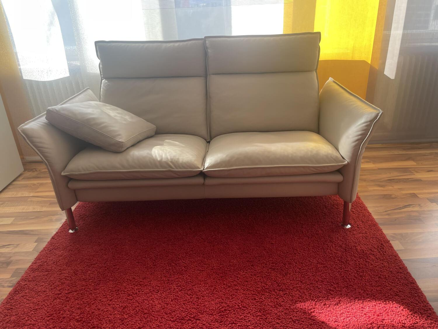 Erpo - Sofa Porto Leder Pearl 42 Beige Weiß Füße 81 Hochglanz Inklusive Kissen - 3