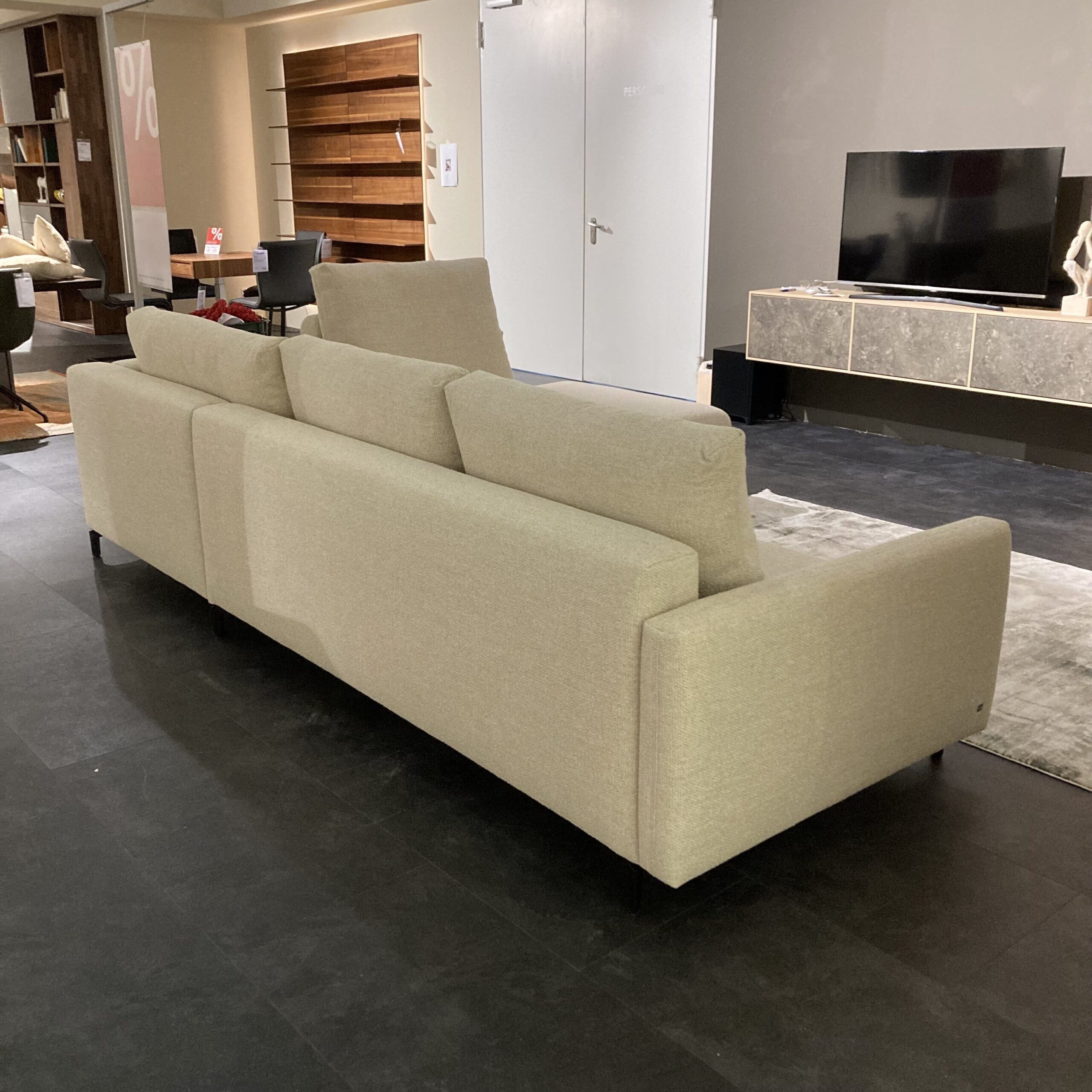 Rolf Benz - Ecksofa Nuvola Stoff Kieselgrau Gestell Aluminium Schwarz Inklusive Kissen - 4