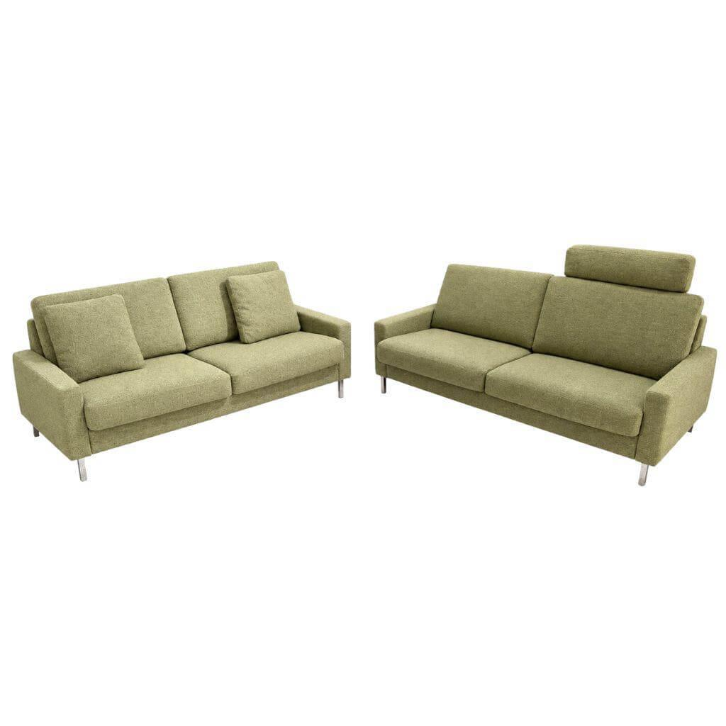 Erpo - 2er Set Sofa Classics 500 Stoff Monza 2036 59 Grün Kufen Metall Inklusive Kopfstütze Und Armlehnenkissen - 1