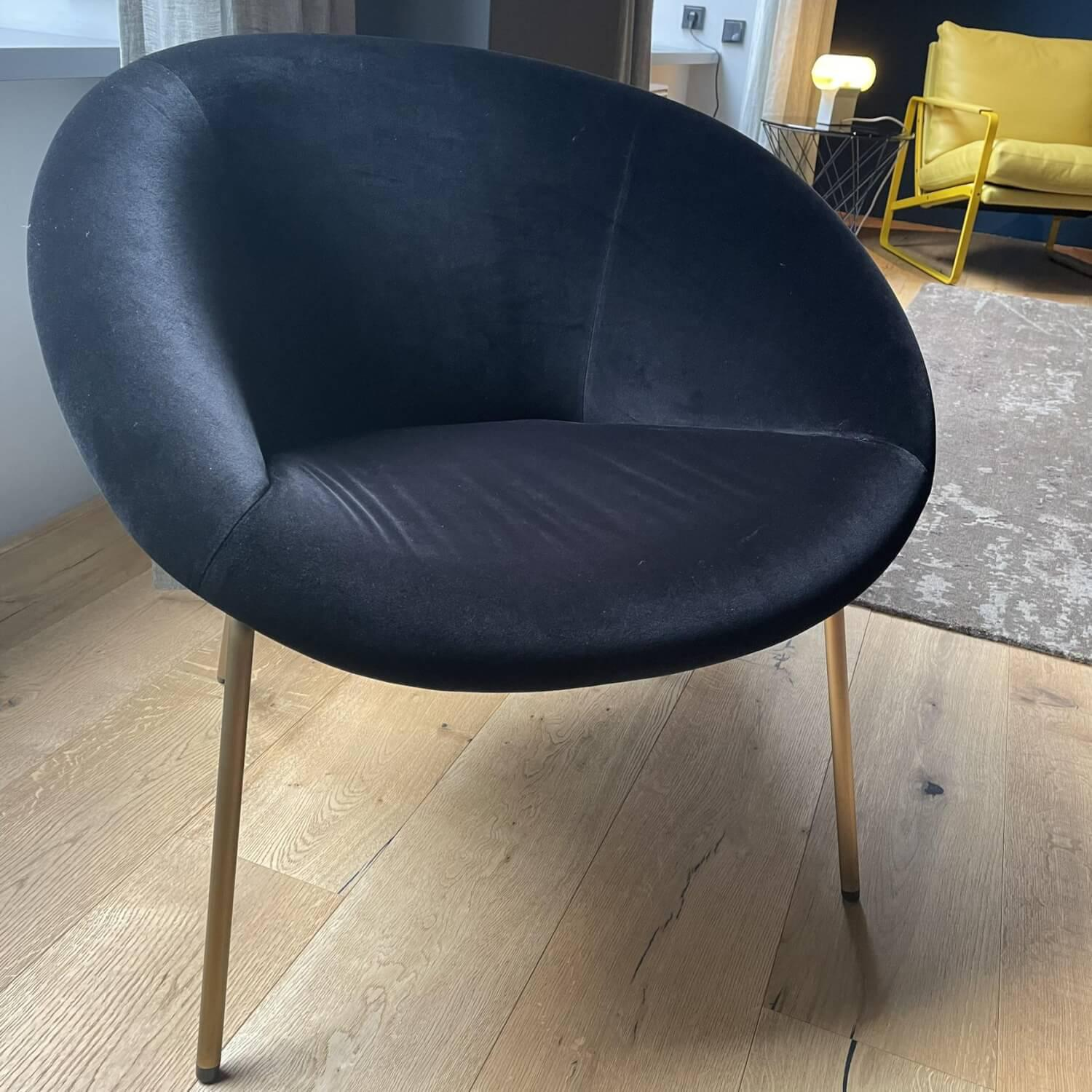 Walter Knoll - Armchair 369 Armchair Fabric32 Harald Black Frame Metal Brass - 2