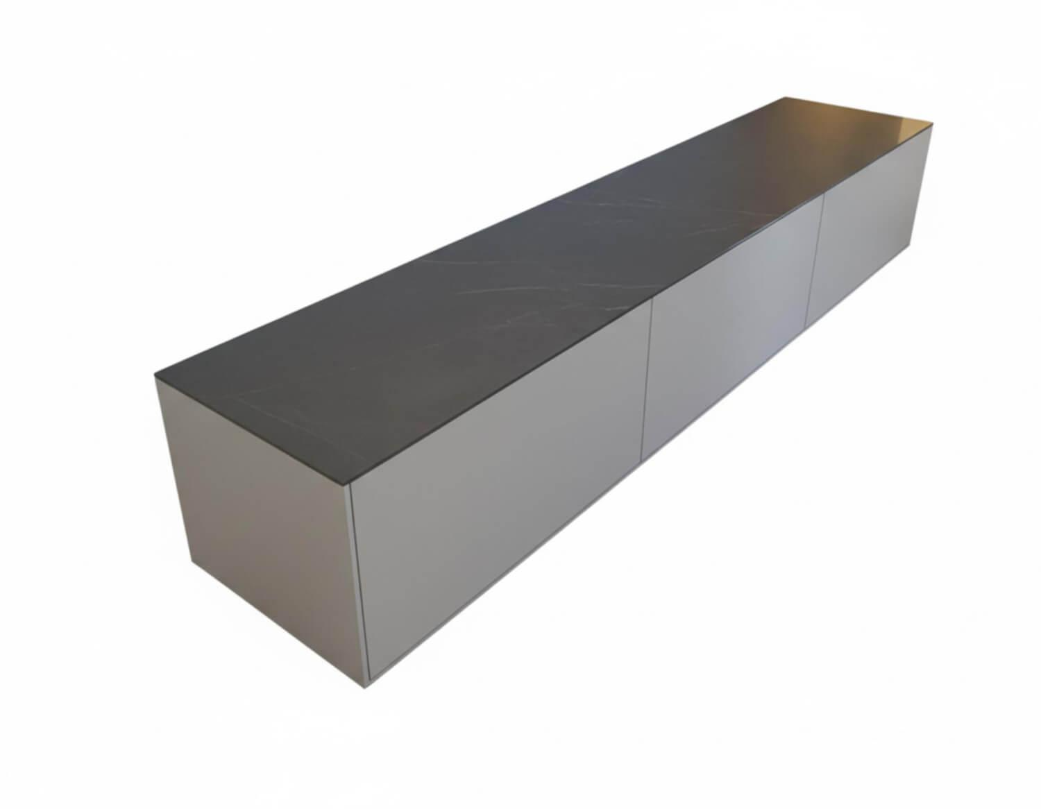 Piure - Sideboard Nex P51 Cool Grey Grau Abdeckplatte Oben Stone Grey ST01 Grau Wandhängend - 1