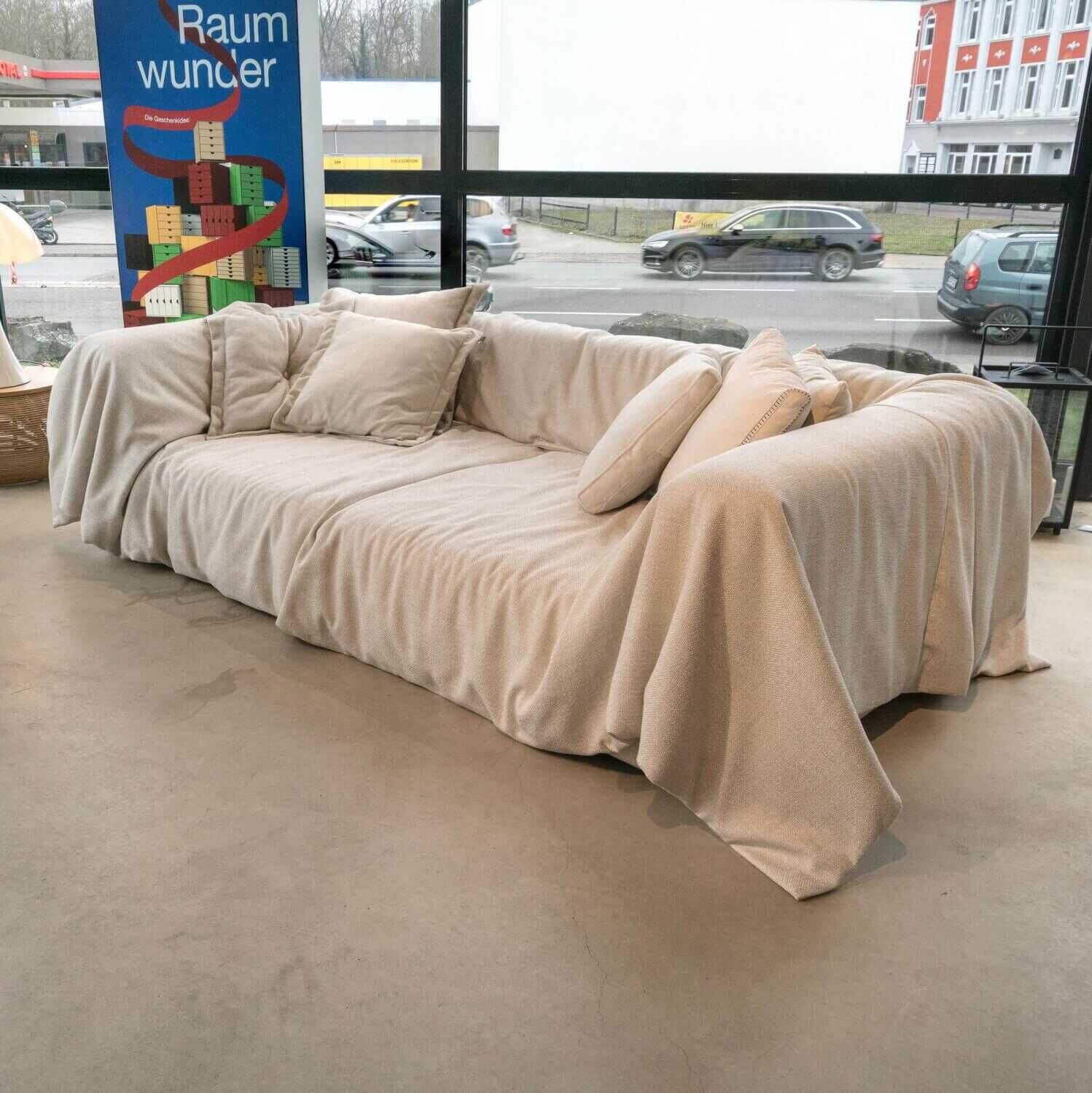 Sophisticated Living - Sofa Solid Wave Stoff Jab Tux Beige Holzuntergestell Mit Kissen - 2