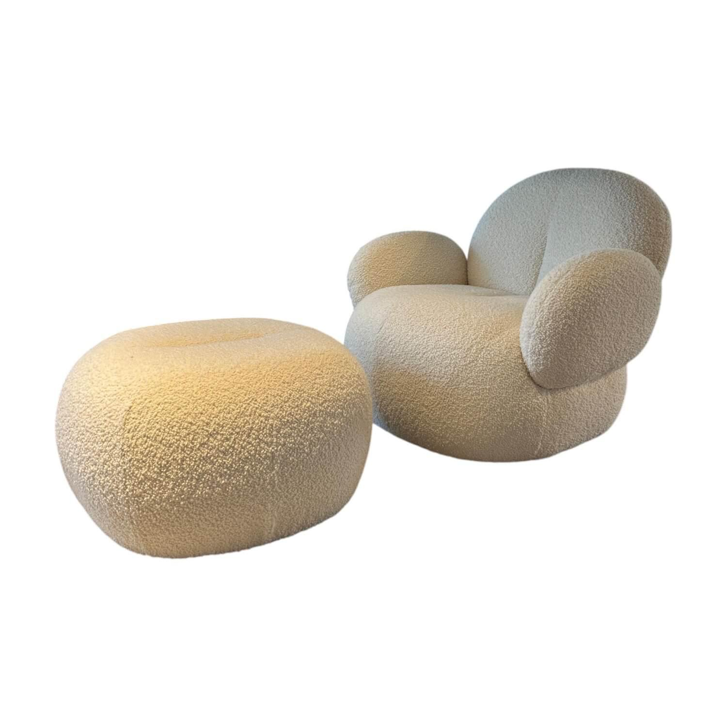 Freifrau - Sessel Nana Love Seat Stoff Nimbus 006 Bebris Beige Füße Kunststoff Inklusive Hocker - 1