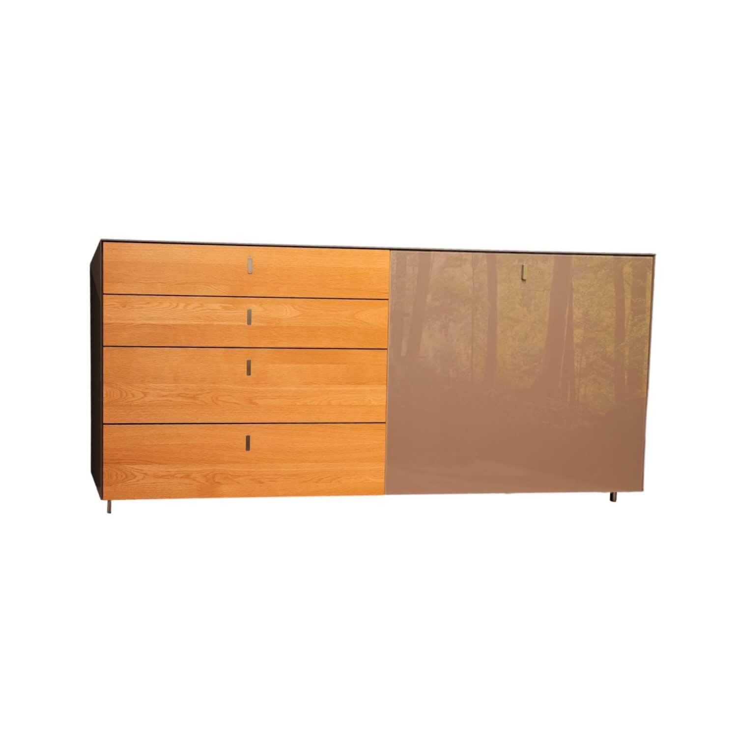 Piure - Sideboard Cubus  AC297195 29 Eiche Farbglas Taupe Klappgriffe Edelstahl - 1