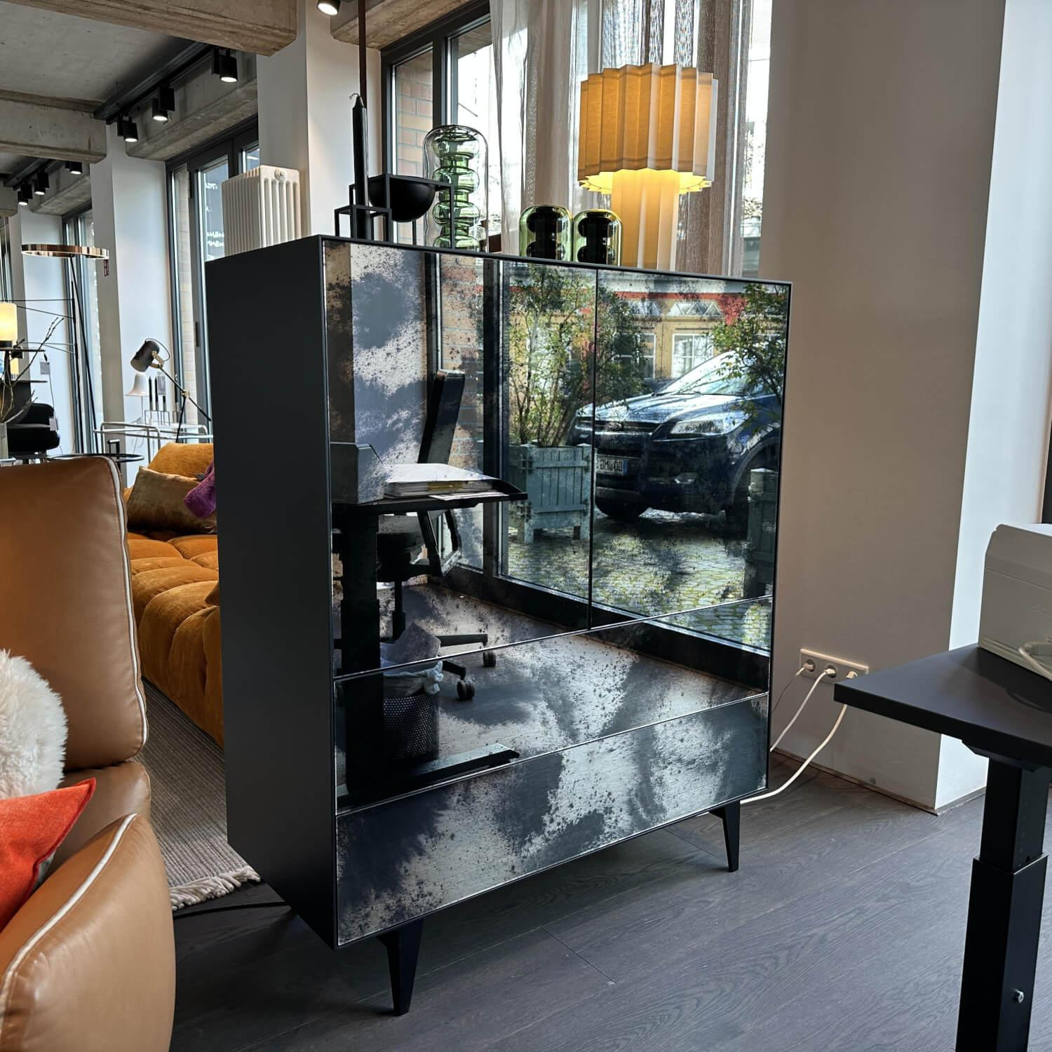 Piure - Schrank Nex Glamour Korpus Mattlack 43 Coal Fronten Spiegelglas 02 Luna - 3