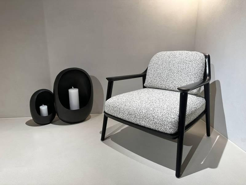 Bielefelder Werkstätten - Sessel Gatsby Stoff 12 Cooper Grau Gestell Esche Massiv Schwarz Gebeizt Inkl. Rückenkissen - 7