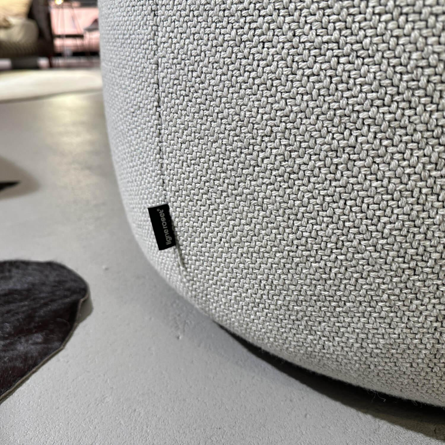 Ligne Roset - Sessel Pumpkin Stoff Coda 100 Creme Noir Mit Drehgestell Inklusive Hocker - 7