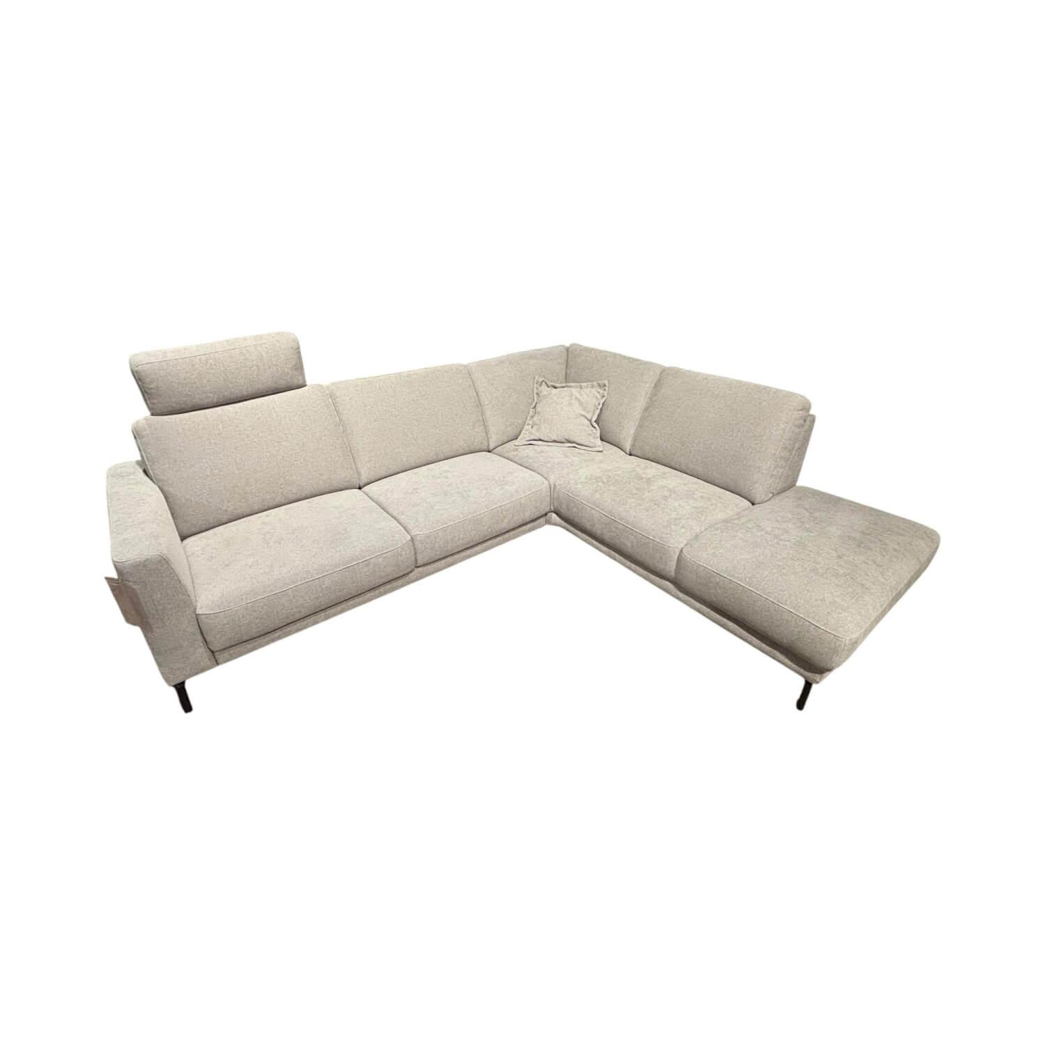 DFM - Ecksofa Murano Stoff Louis 124a Steel Grau Füße Metall Schwarz Pulverbeschichtet Inklusive Kissen Und Kopfstütze - 1