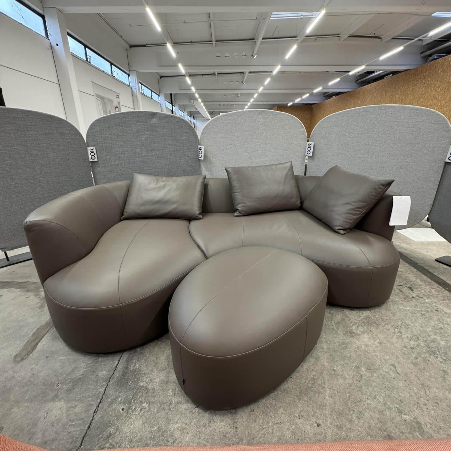 COR - Ecksofa Siwa 58212 Leder 245 Terra Braun Inklusive Hocker Und Rückenkissen - 4