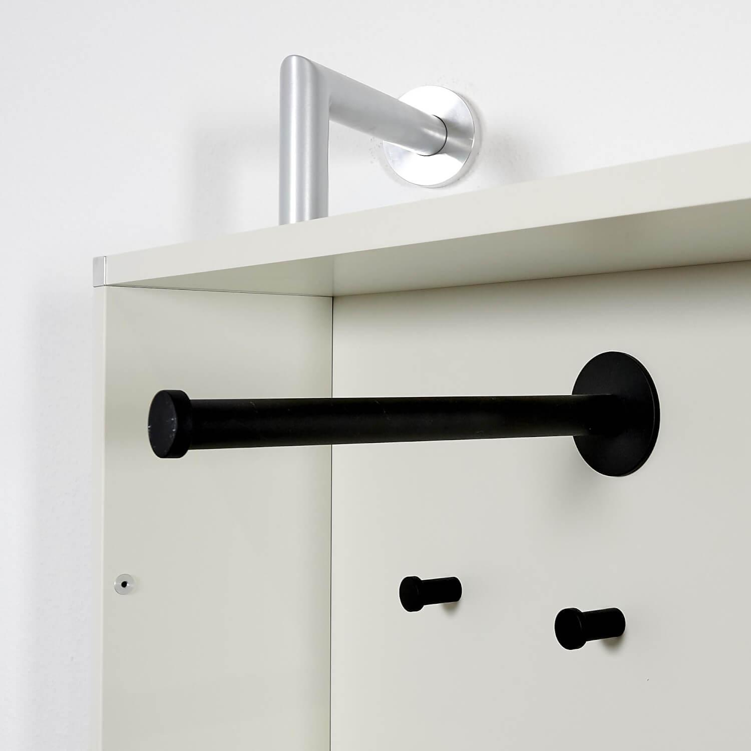 Eigene Herstellung - Wandgarderobe Yalou Korpus MDF Weiß Rückwand Spiegel Rohre Stahl Pulverbeschichtet - 10