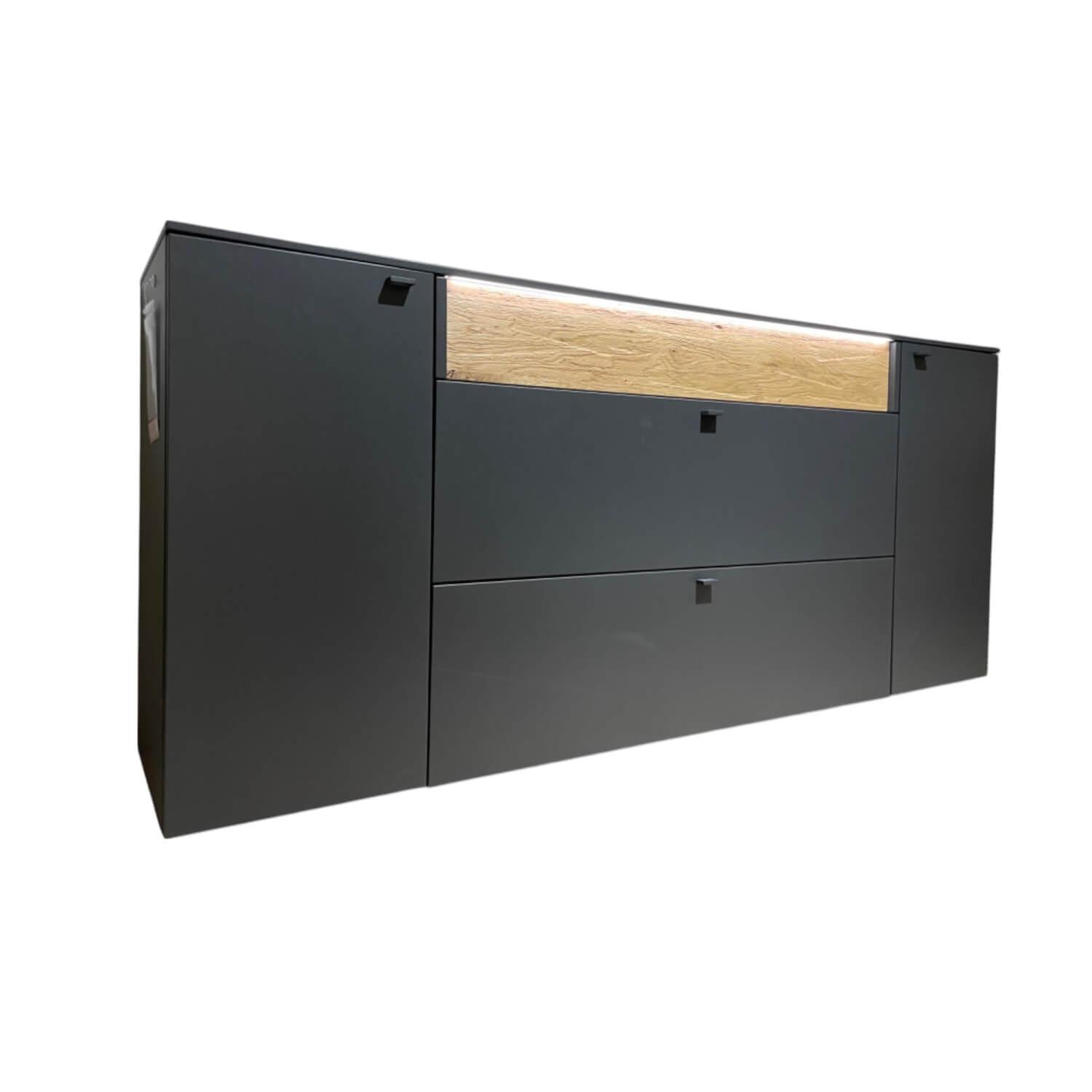 Venjakob - Sideboard 7243 3893 Lumea Lack Anthrazit Matt Und Eiche Gebürstet Mit LED Beleuchtung - 1